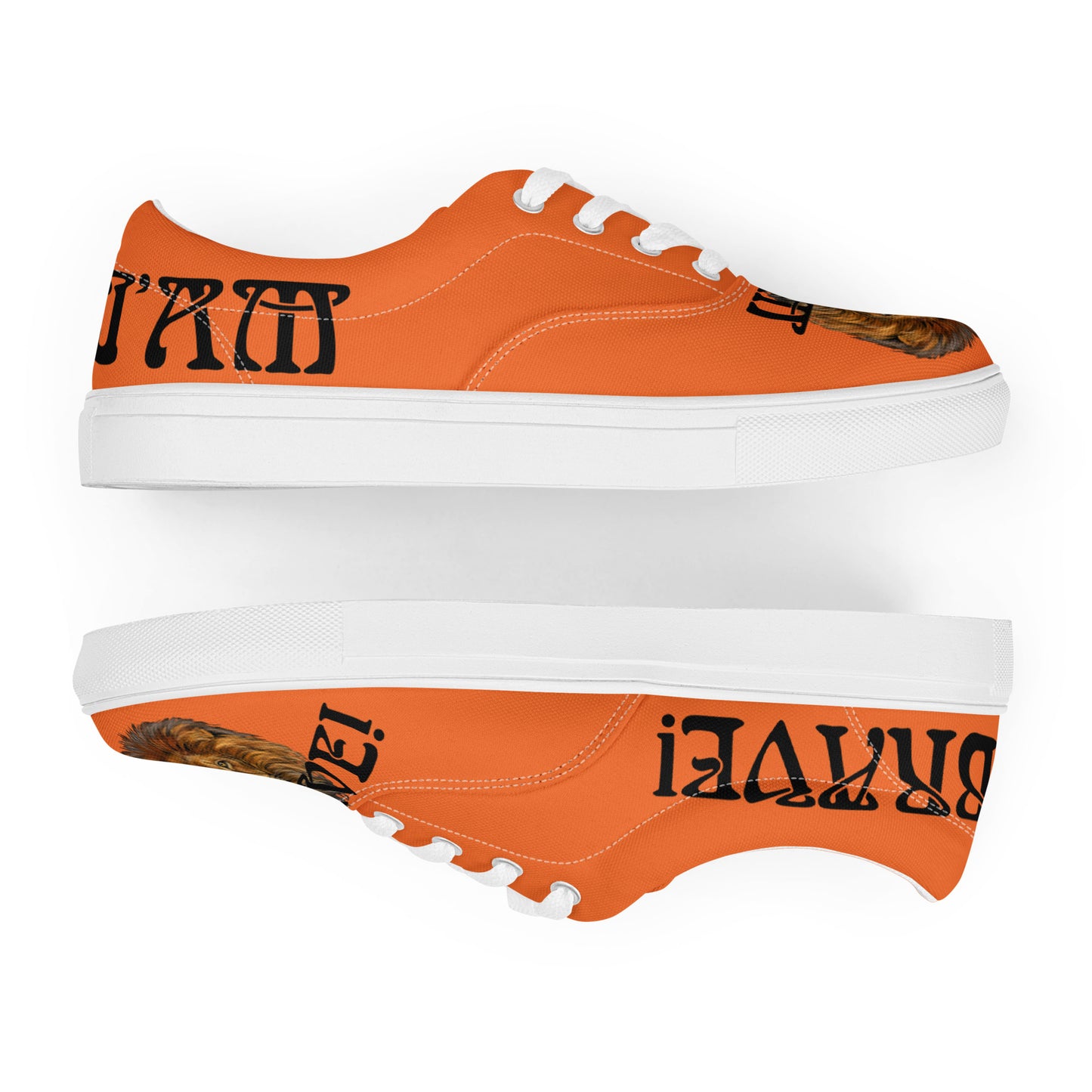 “I’AM BRAVE!” Orange Men’s Lace-Up Canvas Shoes W/Black Font