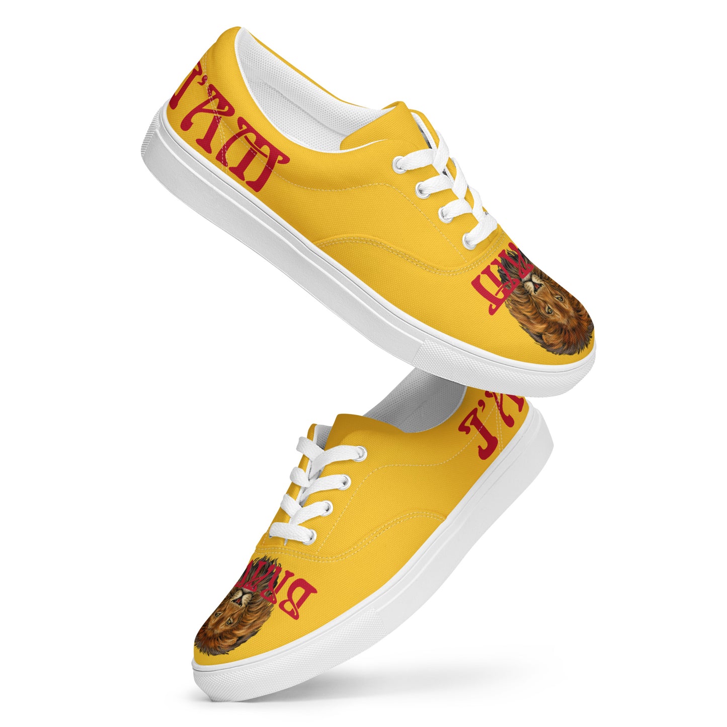 “I’AM BRAVE!” Yellow Men’s Lace-Up Canvas Shoes W/Red Font