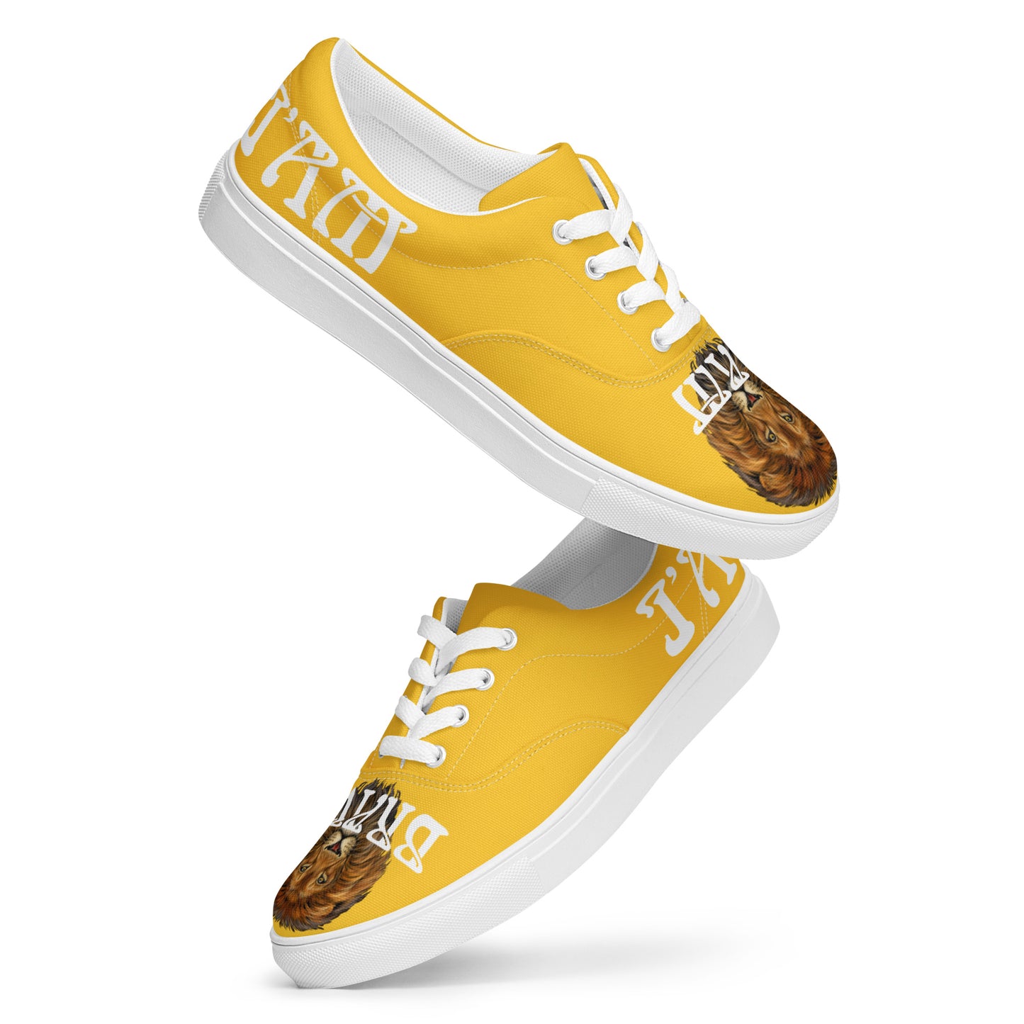 “I’AM BRAVE!” Yellow Men’s Lace-Up Canvas Shoes W/White Font