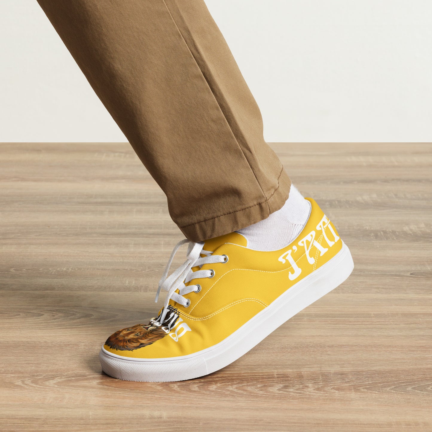 “I’AM BRAVE!” Yellow Men’s Lace-Up Canvas Shoes W/White Font