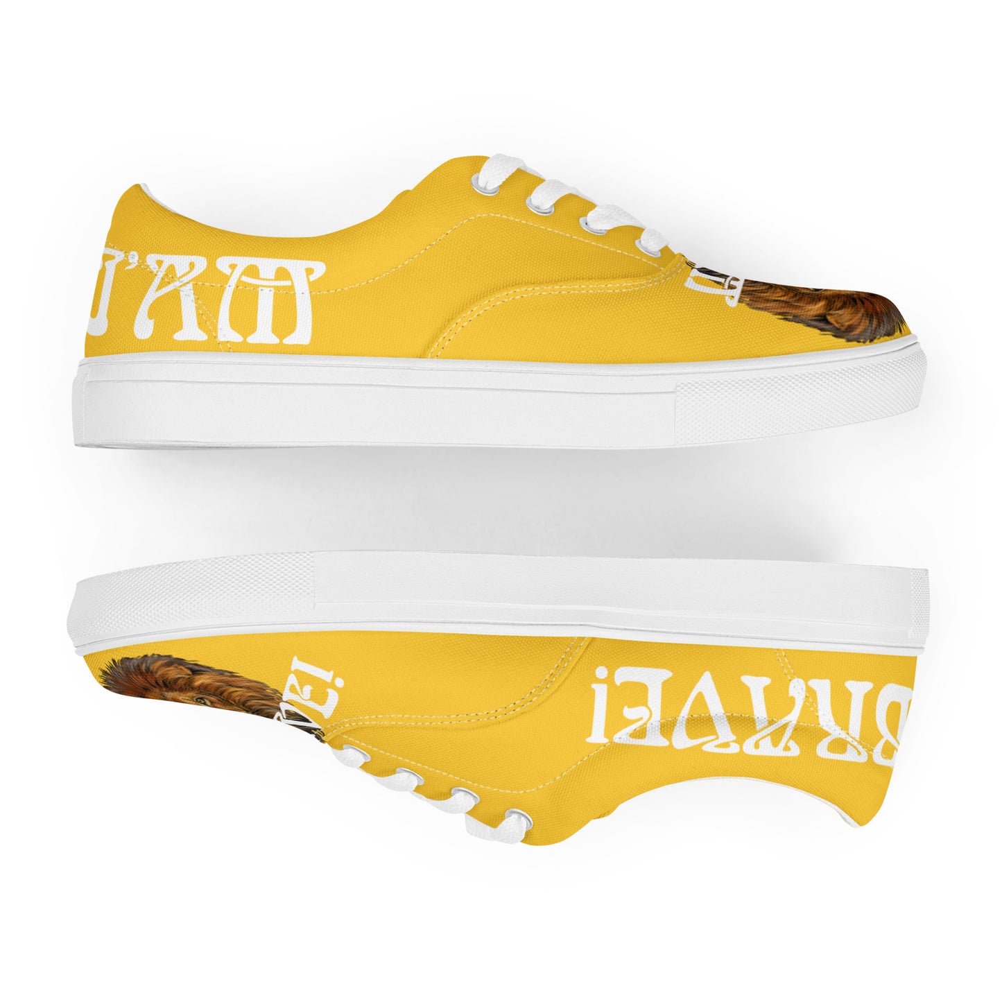 “I’AM BRAVE!” Yellow Men’s Lace-Up Canvas Shoes W/White Font