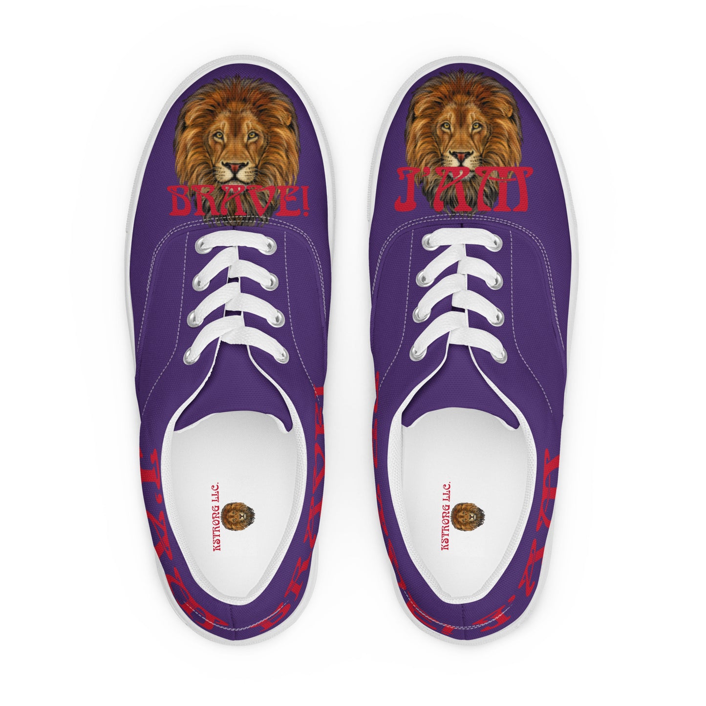 “I’AM BRAVE!” Purple Men’s Lace-Up Canvas Shoes W/Red Font