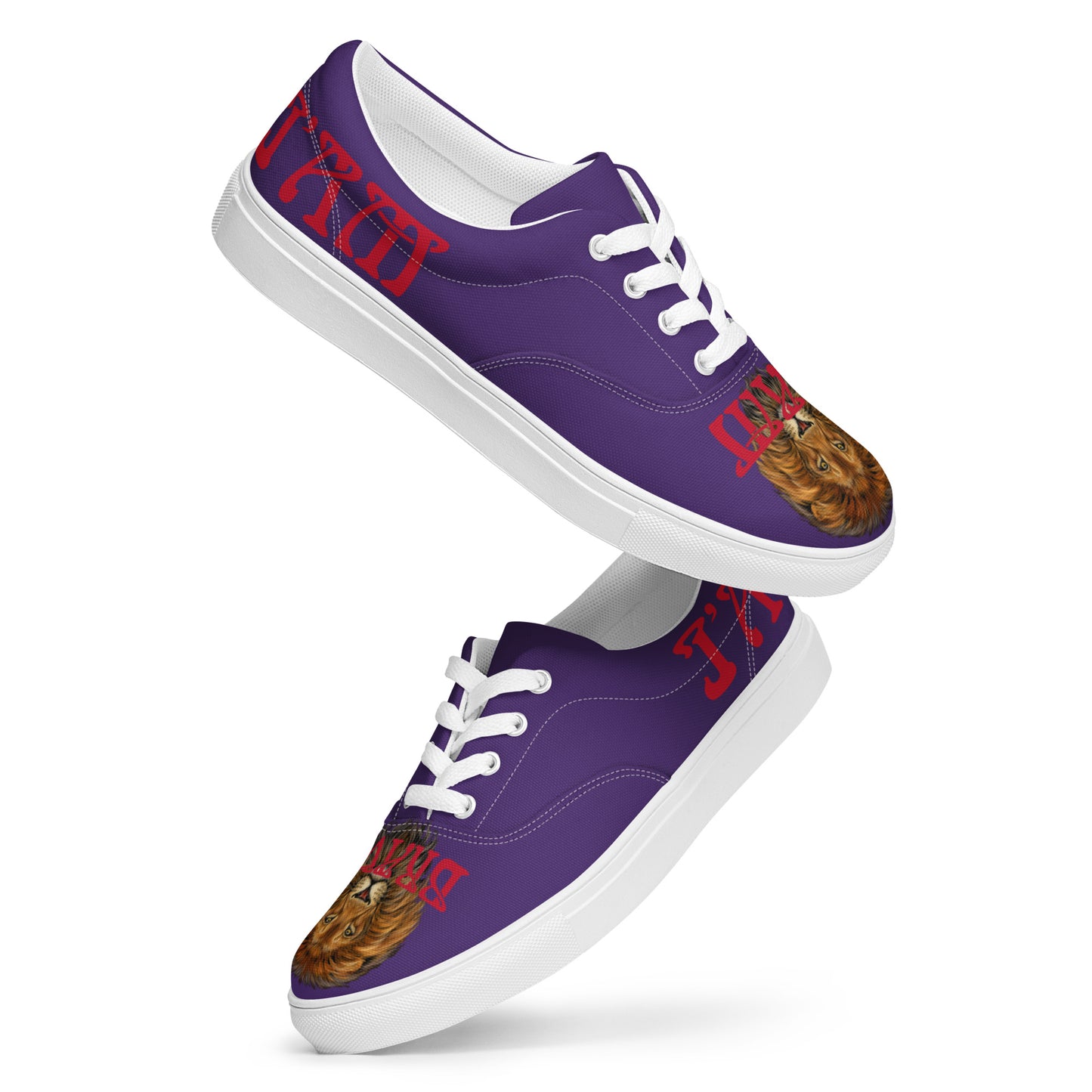 “I’AM BRAVE!” Purple Men’s Lace-Up Canvas Shoes W/Red Font