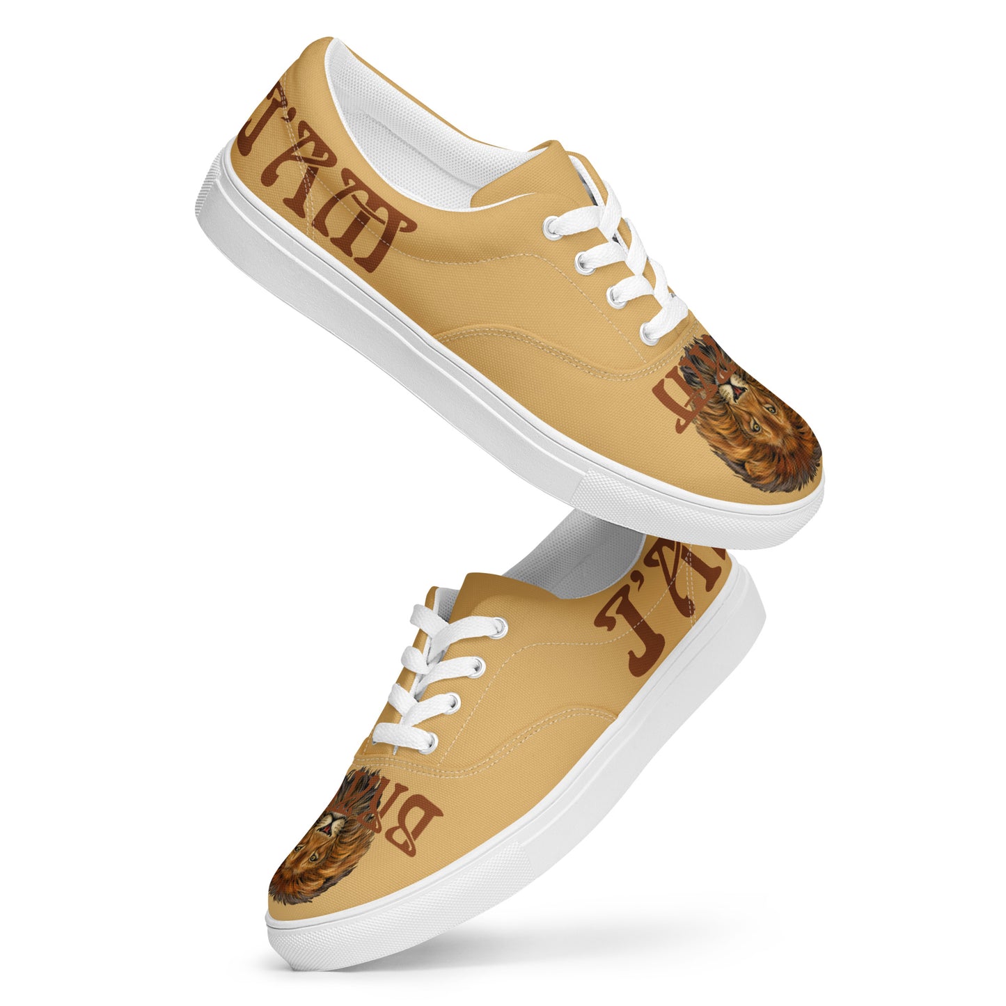 “I’AM BRAVE!”Fawn Men’s Lace-Up Canvas Shoes W/Brown Font