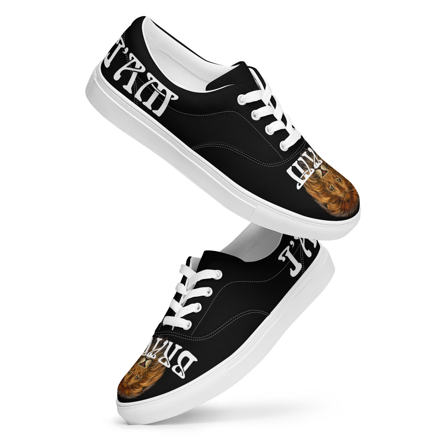 “I’AM BRAVE!”Black Men’s Lace-Up Canvas Shoes W/White Font