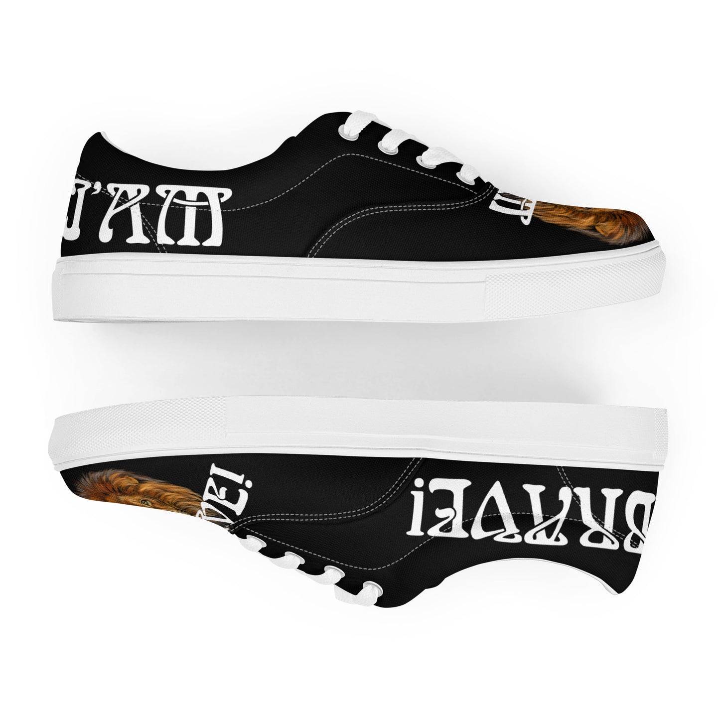“I’AM BRAVE!”Black Men’s Lace-Up Canvas Shoes W/White Font