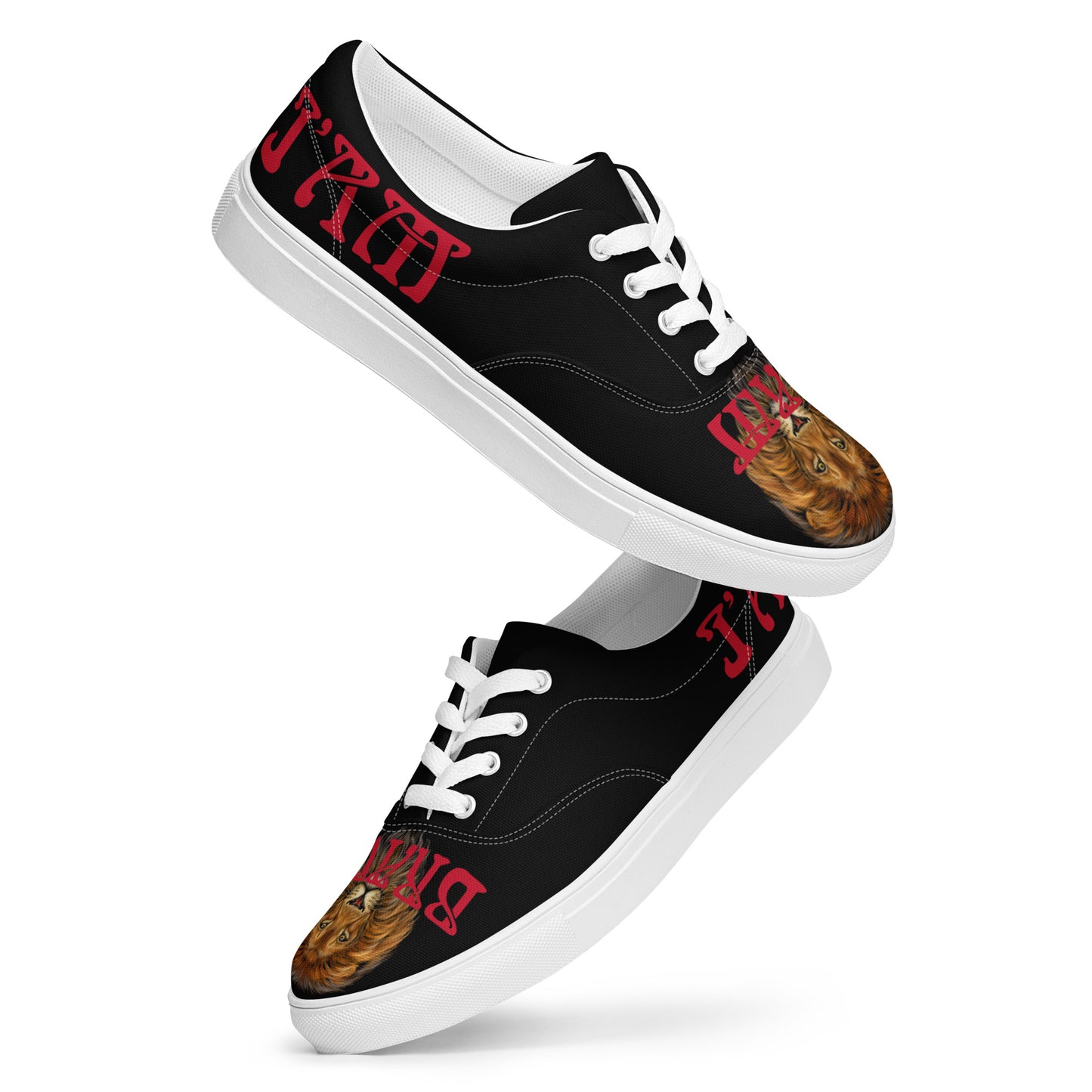 “I’AM BRAVE!”Black Men’s Lace-Up Canvas Shoes W/Red Font