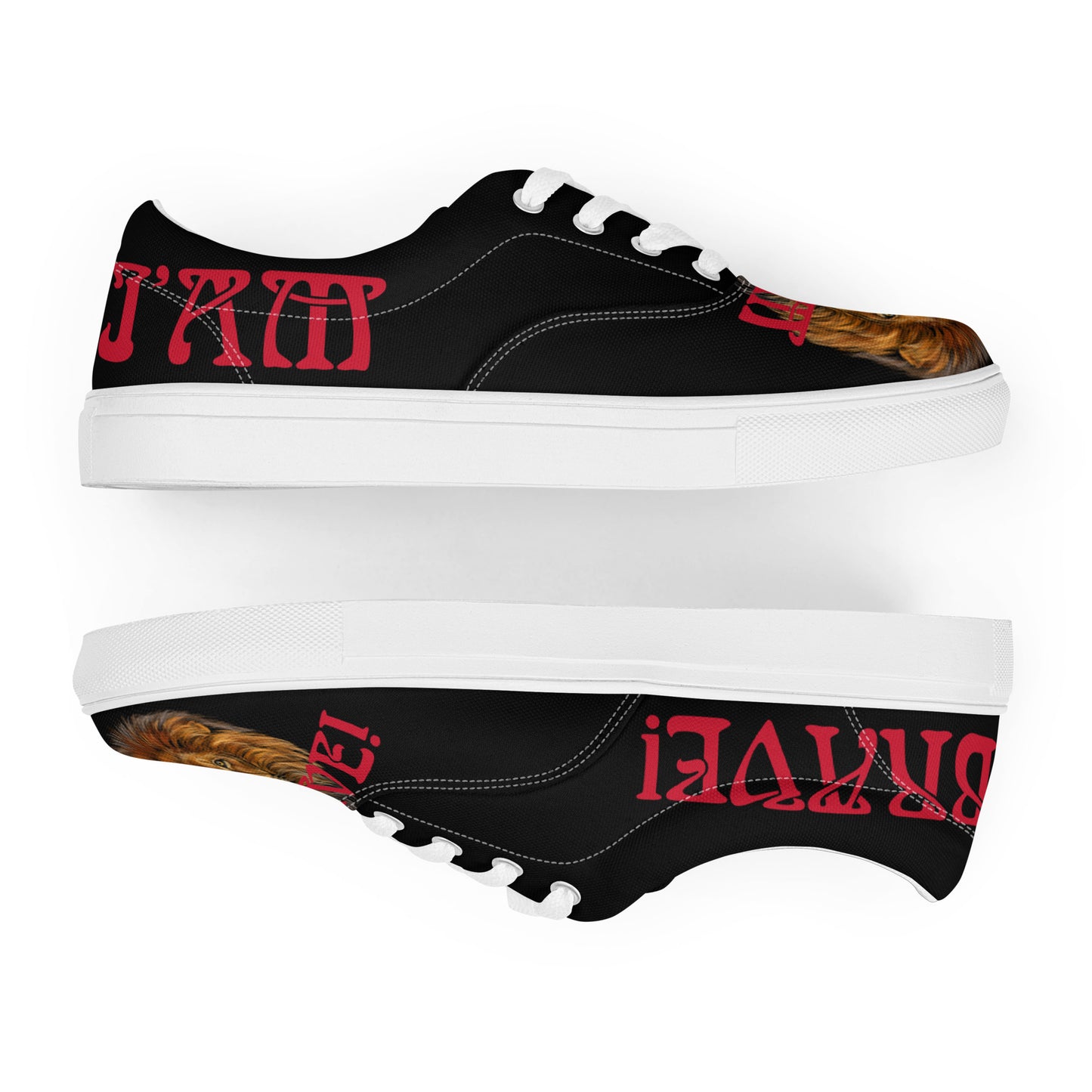 “I’AM BRAVE!”Black Men’s Lace-Up Canvas Shoes W/Red Font