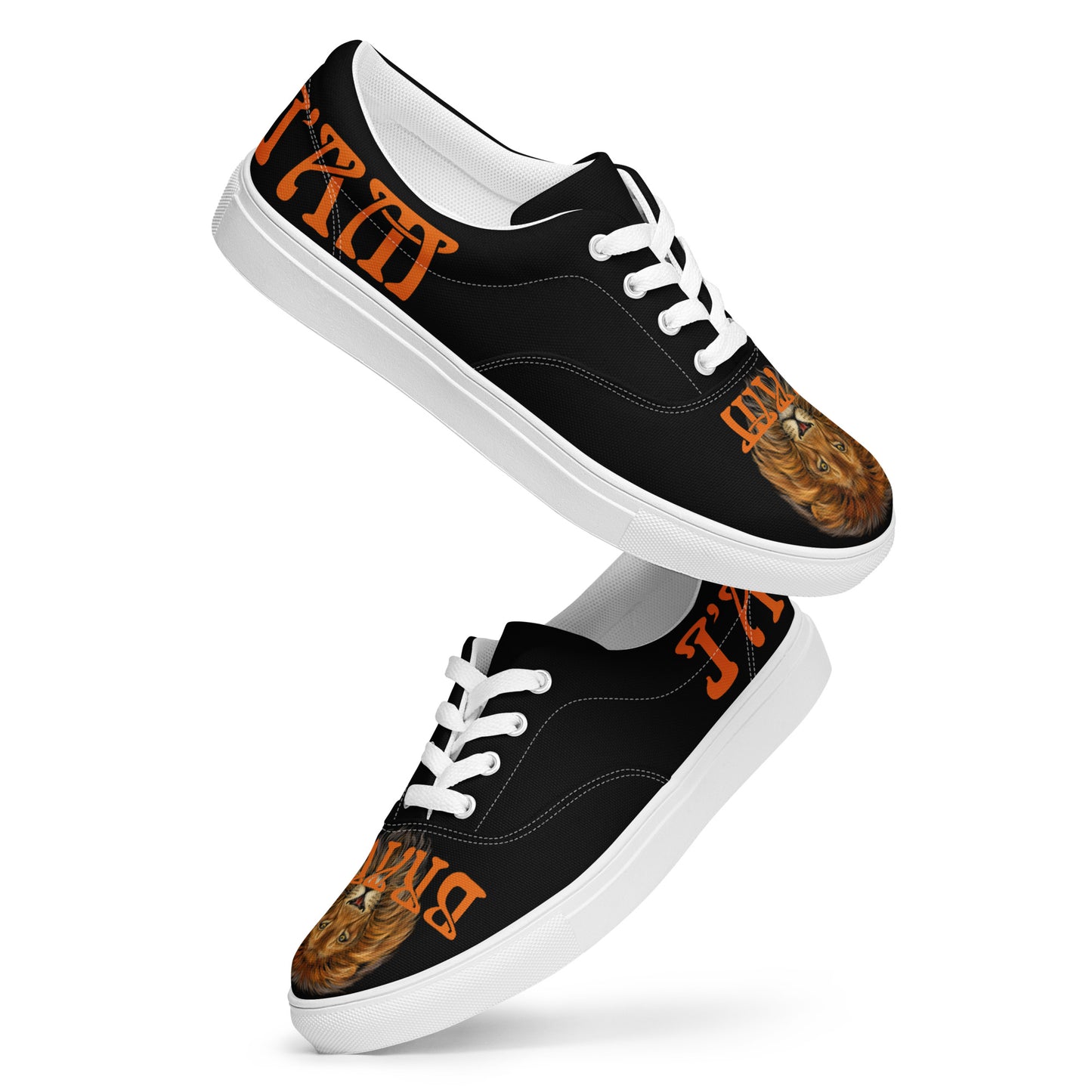 “I’AM BRAVE!”Black Men’s Lace-Up Canvas Shoes W/Orange Font