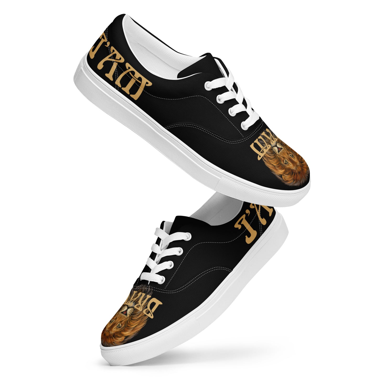 “I’AM BRAVE!”Black Men’s Lace-Up Canvas Shoes W/Fawn Font