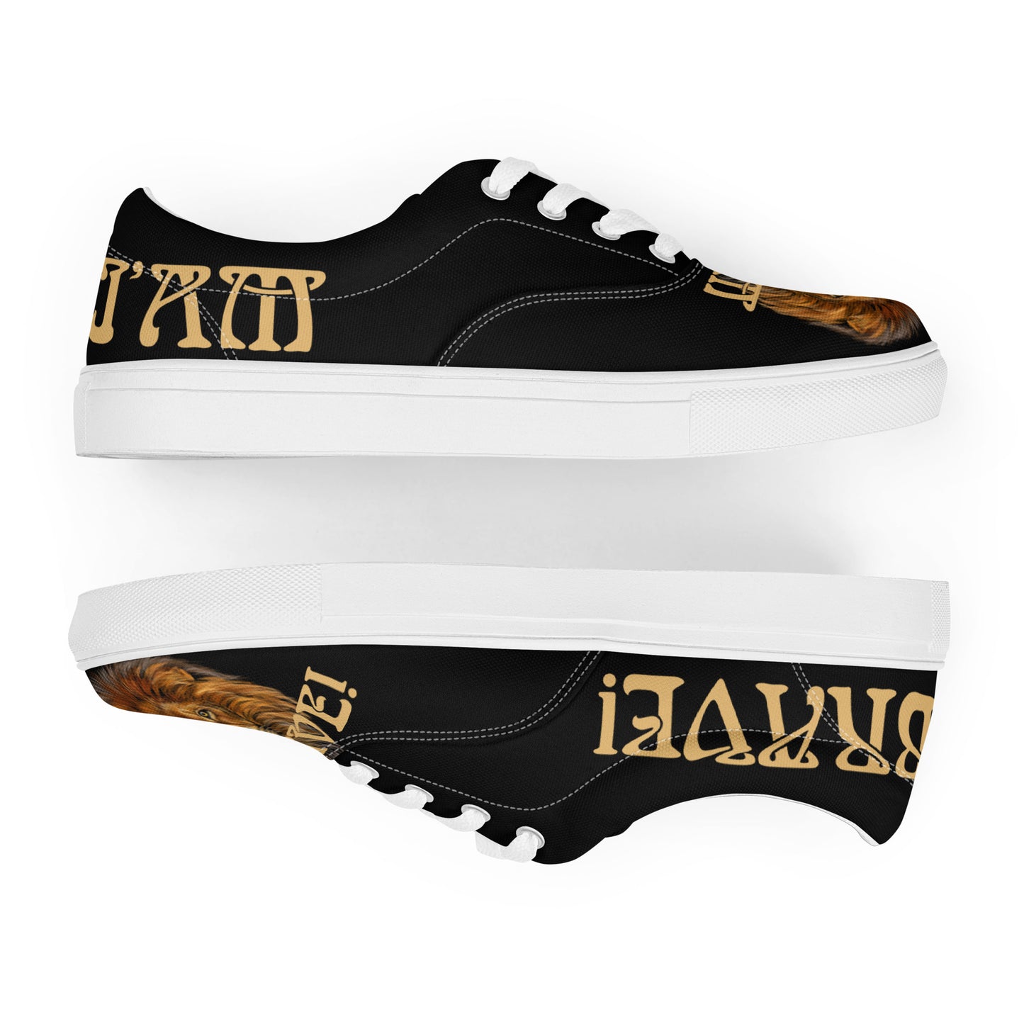 “I’AM BRAVE!”Black Men’s Lace-Up Canvas Shoes W/Fawn Font