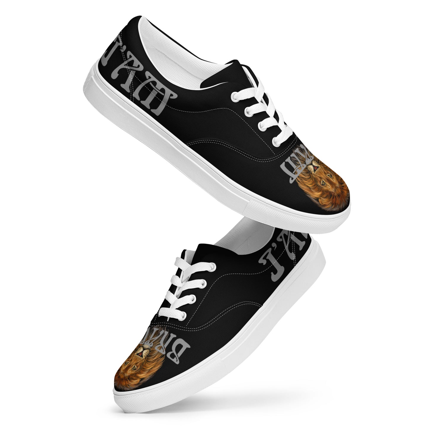 “I’AM BRAVE!”Black Men’s Lace-Up Canvas Shoes W/Grey Font