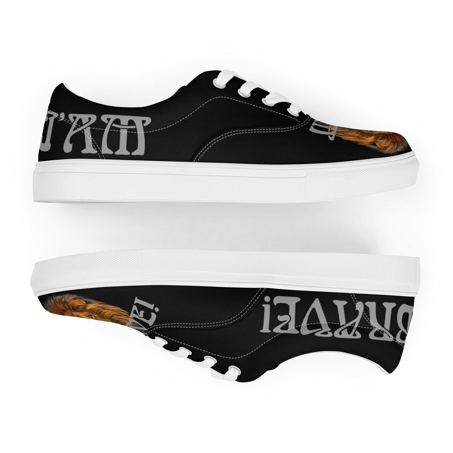 “I’AM BRAVE!”Black Men’s Lace-Up Canvas Shoes W/Grey Font