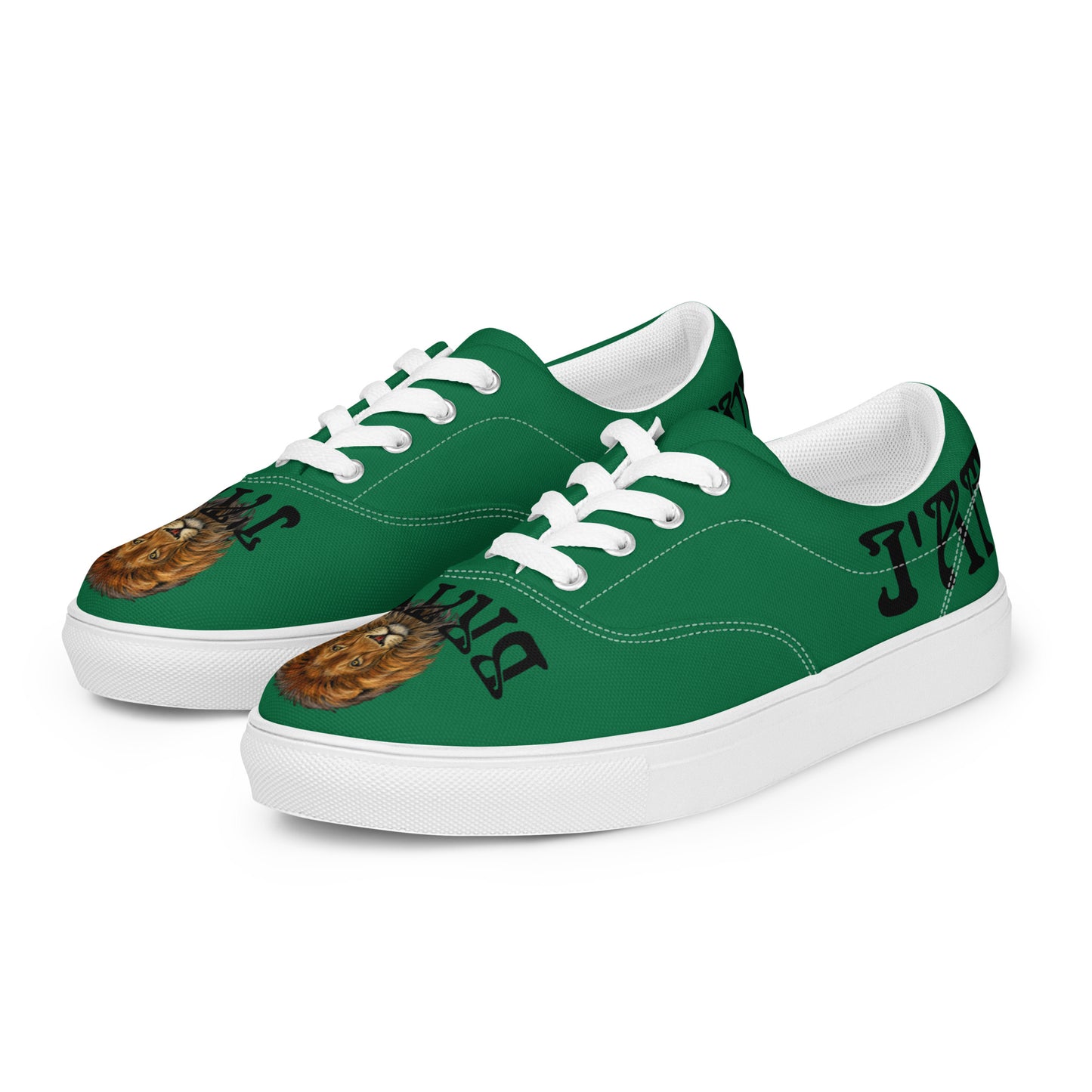 “I’AM BRAVE!”Green Men’s Lace-Up Canvas Shoes W/Black Font