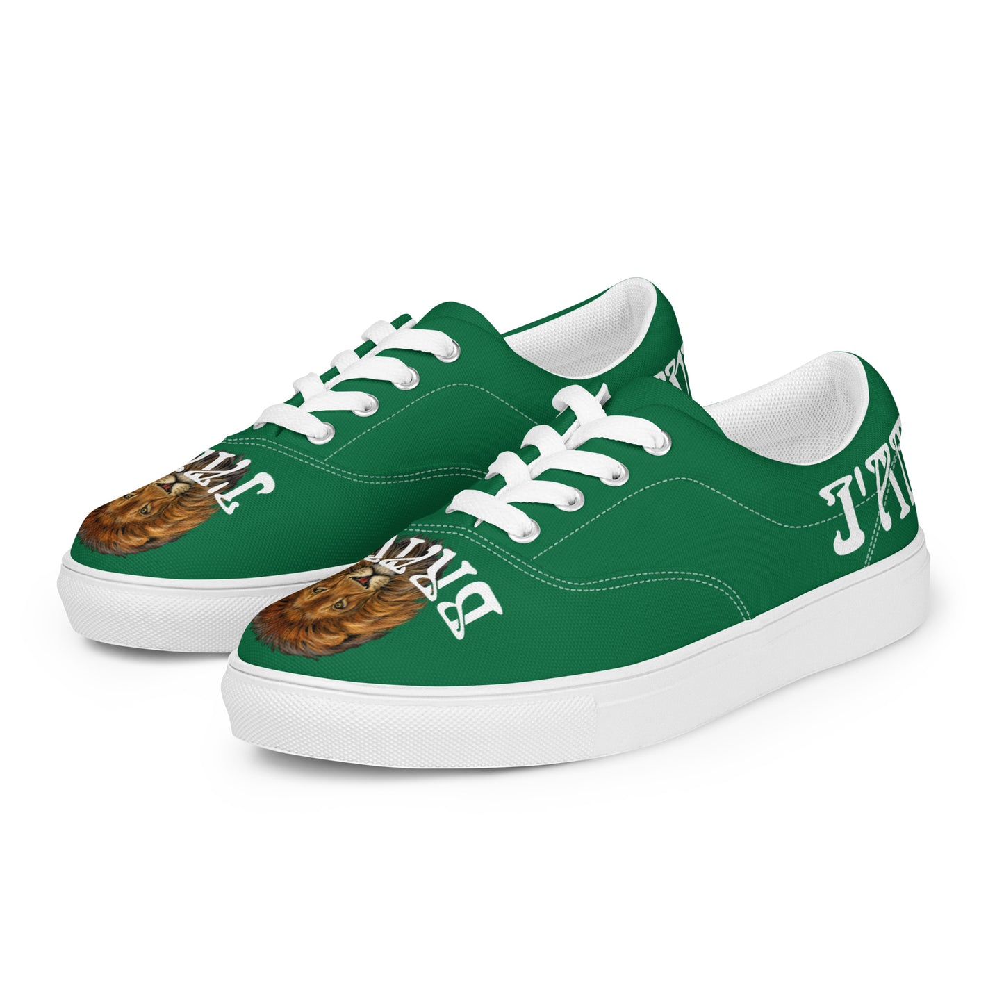 “I’AM BRAVE!” Green Men’s Lace-Up Canvas Shoes W/White Font