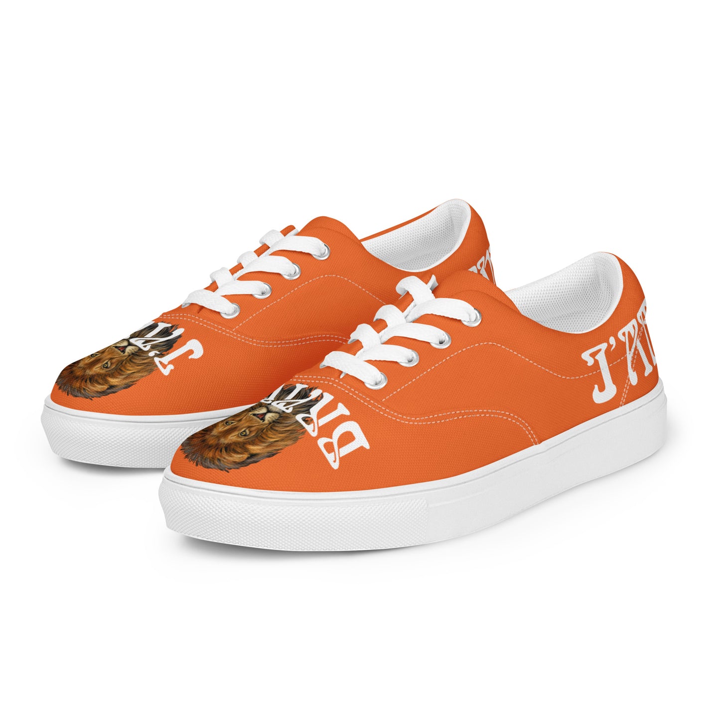 “I’AM BRAVE!”Orange Men’s Lace-Up Canvas Shoes W/White Font