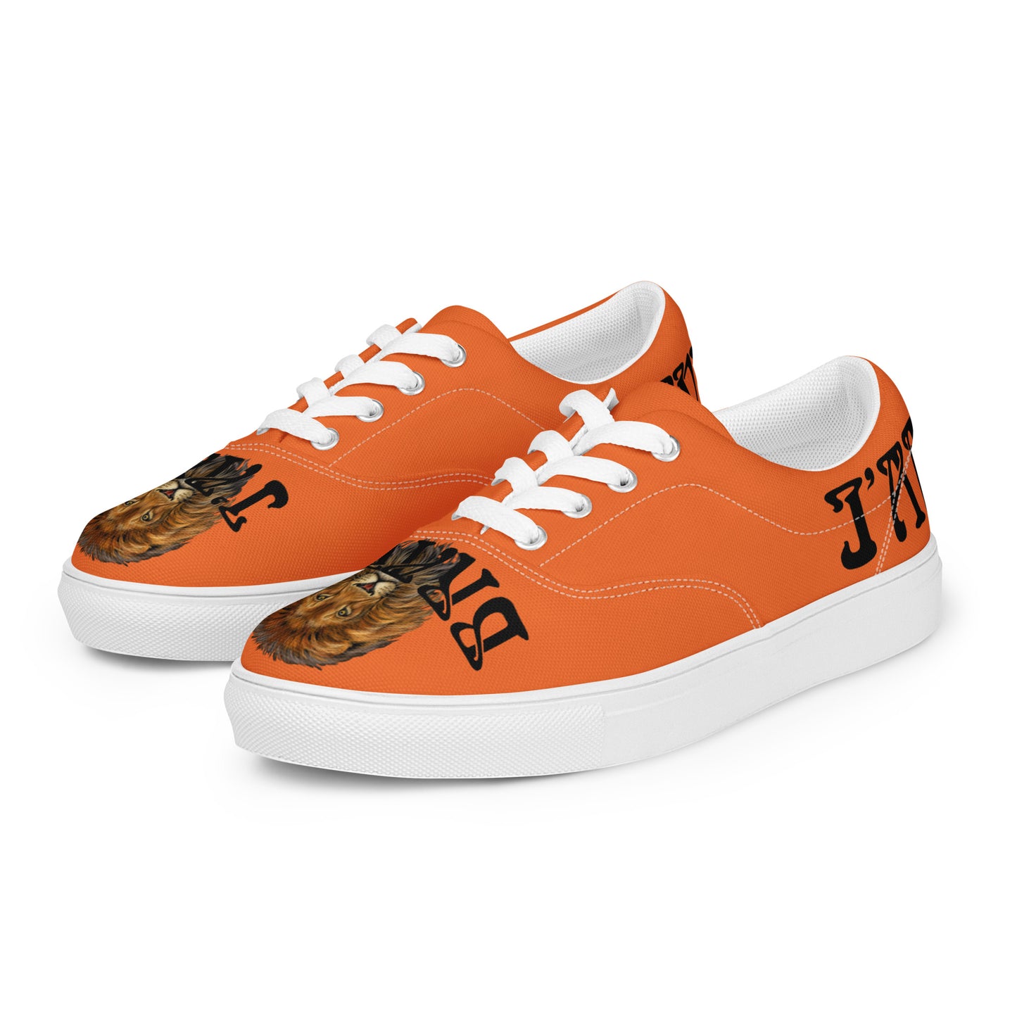 “I’AM BRAVE!” Orange Men’s Lace-Up Canvas Shoes W/Black Font