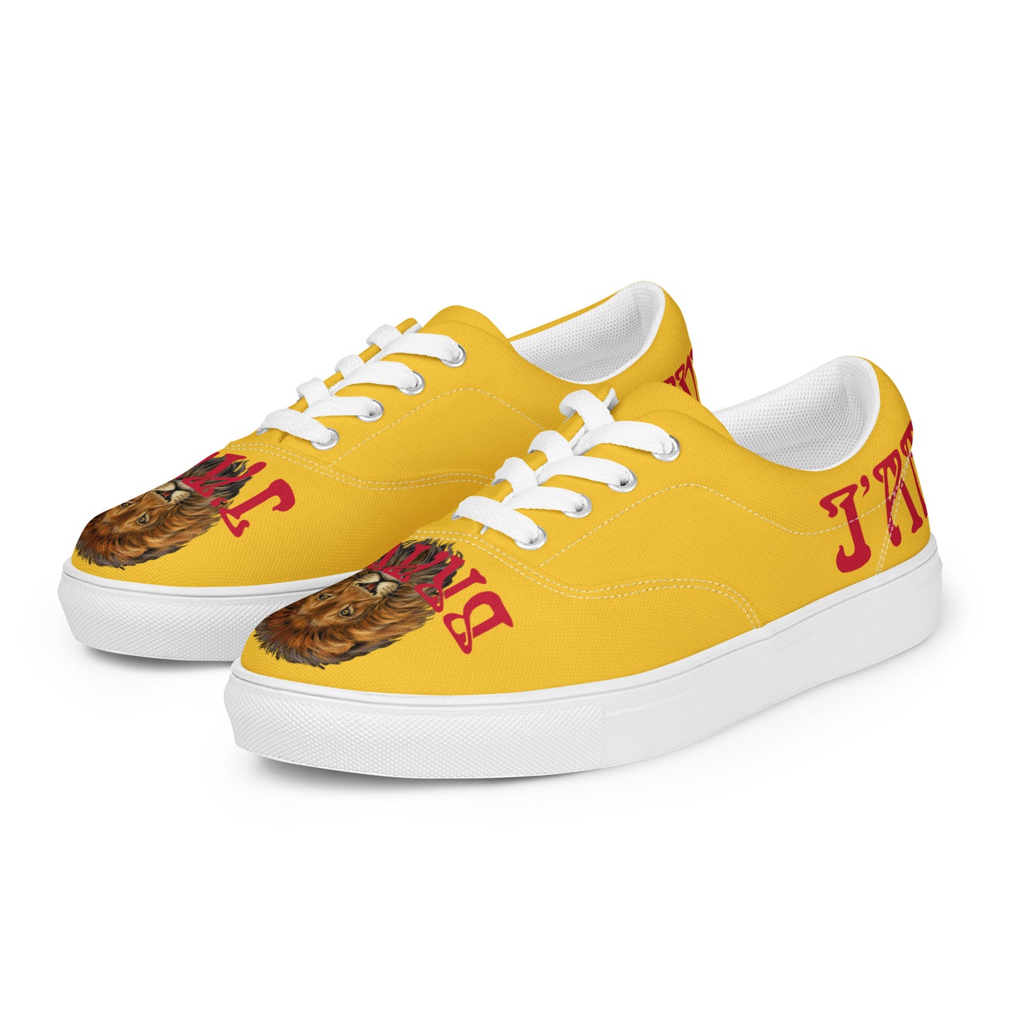 “I’AM BRAVE!” Yellow Men’s Lace-Up Canvas Shoes W/Red Font