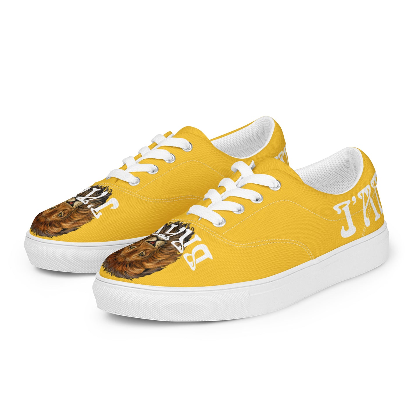 “I’AM BRAVE!” Yellow Men’s Lace-Up Canvas Shoes W/White Font