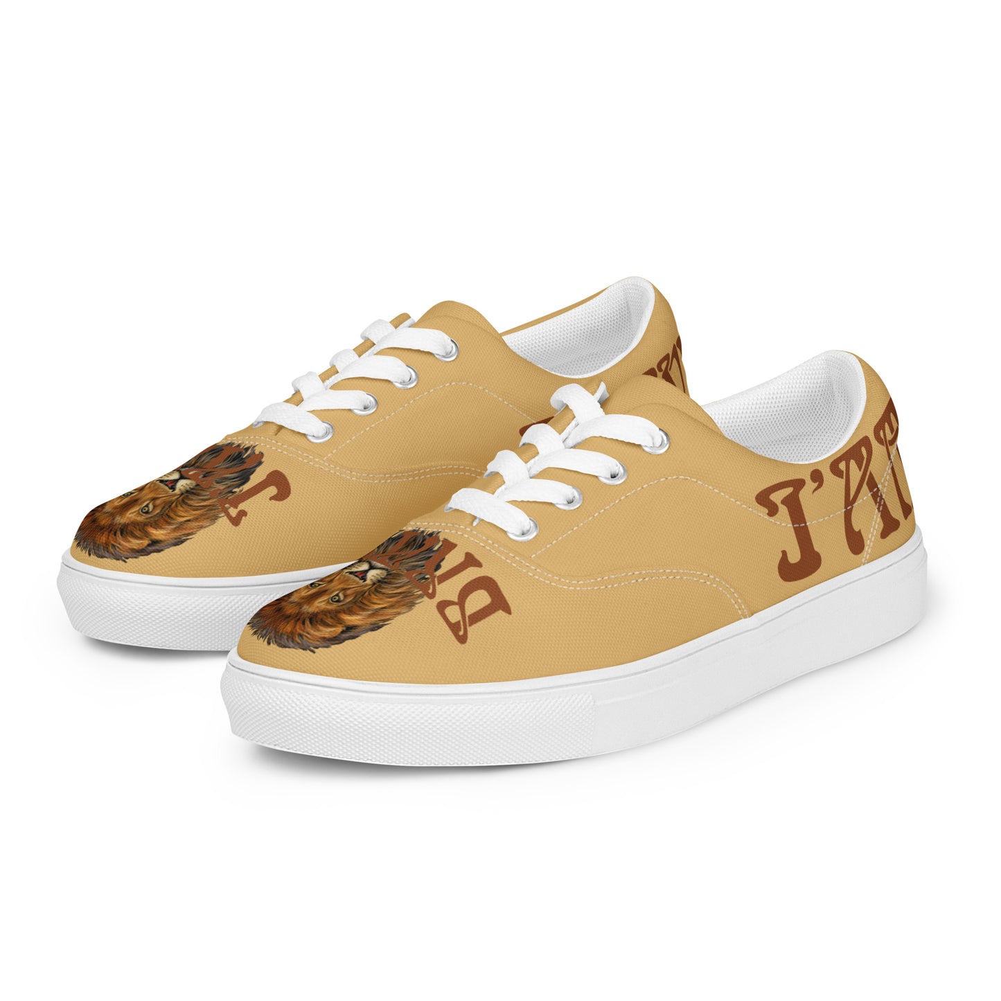“I’AM BRAVE!”Fawn Men’s Lace-Up Canvas Shoes W/Brown Font