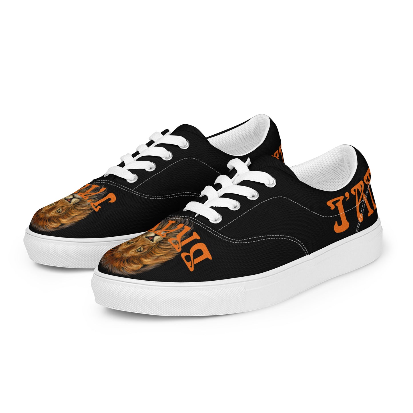 “I’AM BRAVE!”Black Men’s Lace-Up Canvas Shoes W/Orange Font