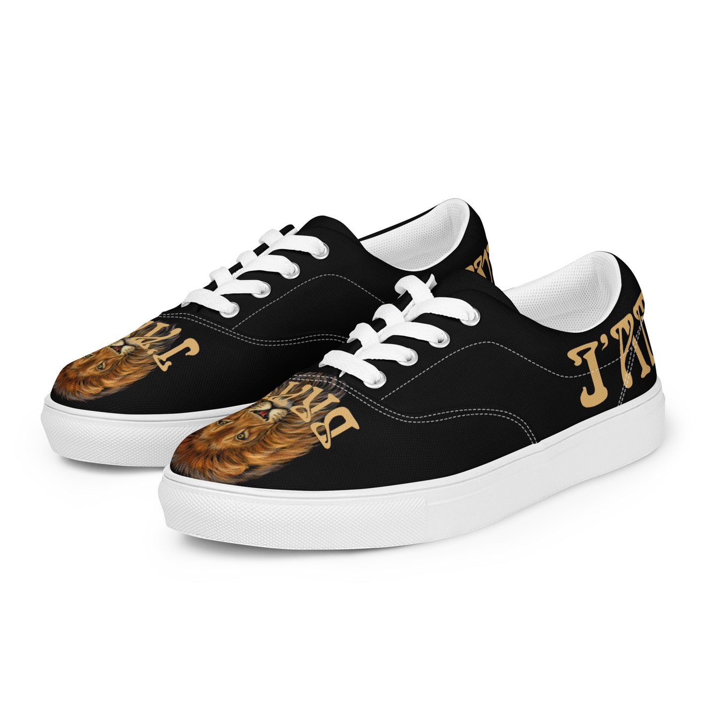 “I’AM BRAVE!”Black Men’s Lace-Up Canvas Shoes W/Fawn Font
