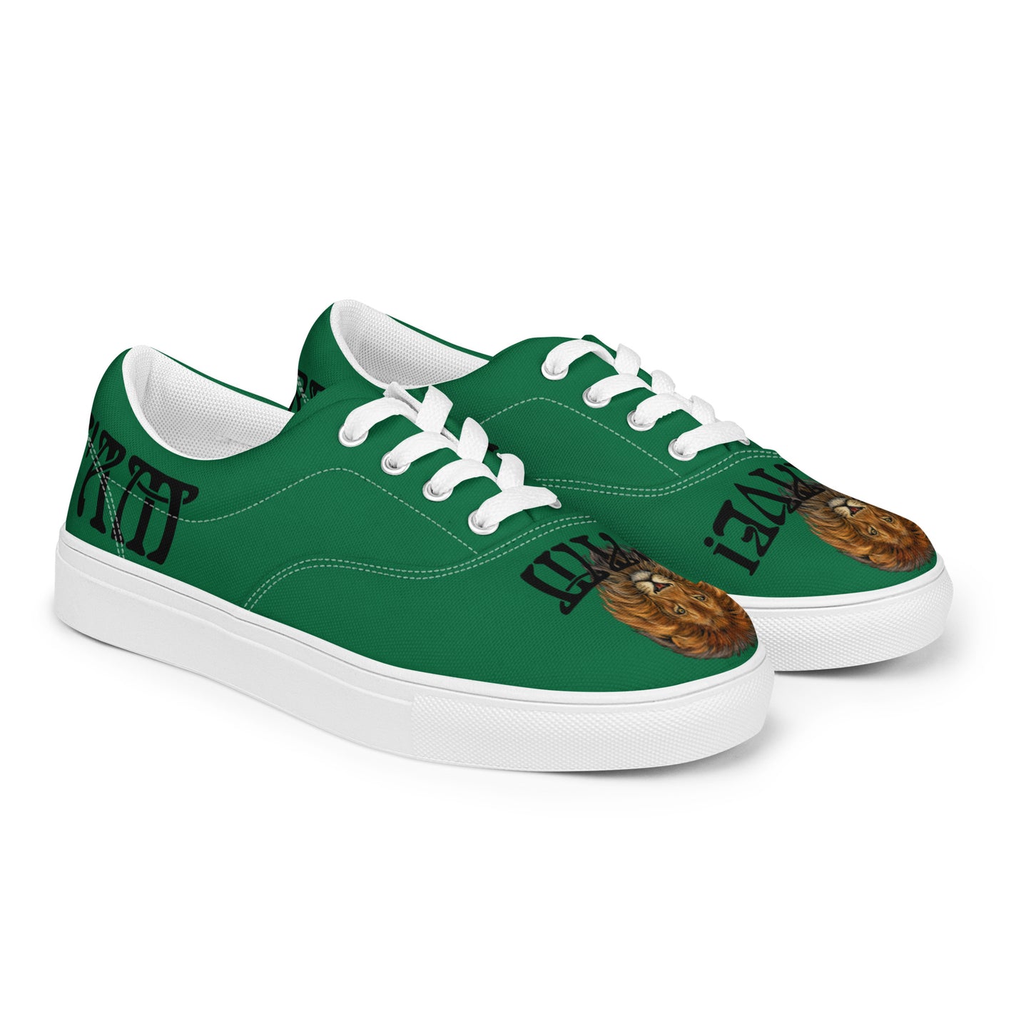 “I’AM BRAVE!”Green Men’s Lace-Up Canvas Shoes W/Black Font