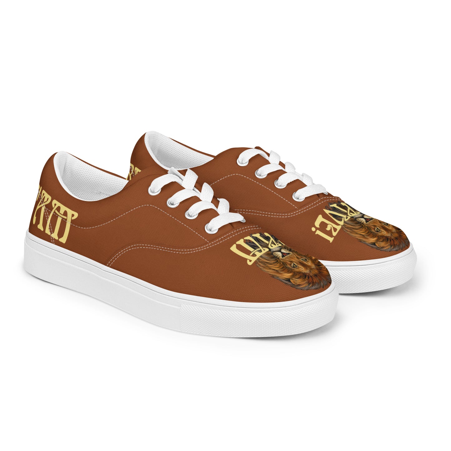 “I’AM BRAVE!” Brown Men’s Lace-Up Canvas Shoes W/Banana Font