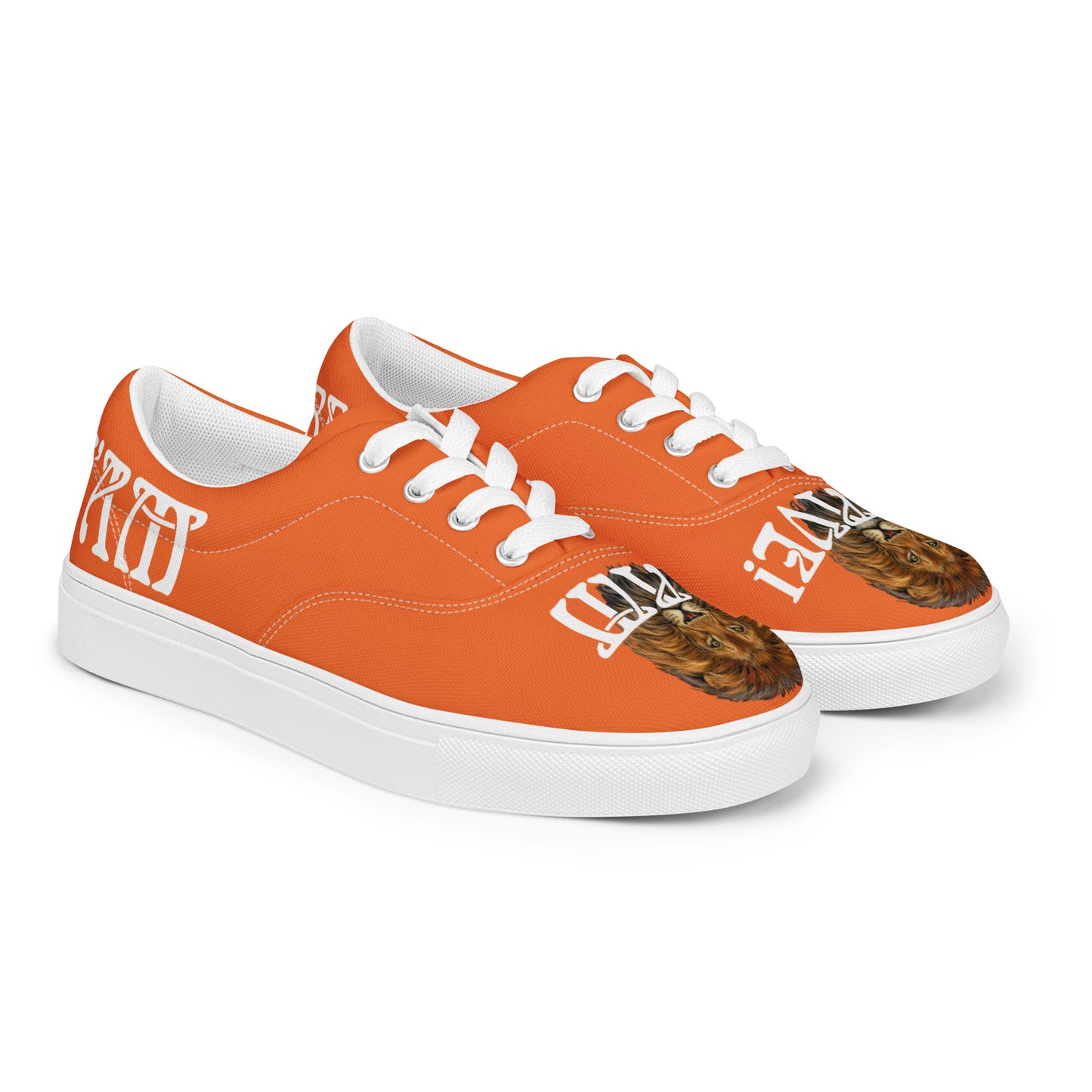 “I’AM BRAVE!”Orange Men’s Lace-Up Canvas Shoes W/White Font