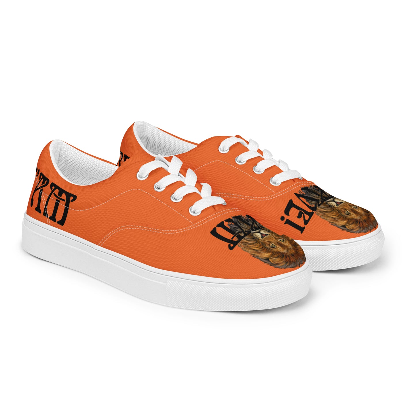 “I’AM BRAVE!” Orange Men’s Lace-Up Canvas Shoes W/Black Font