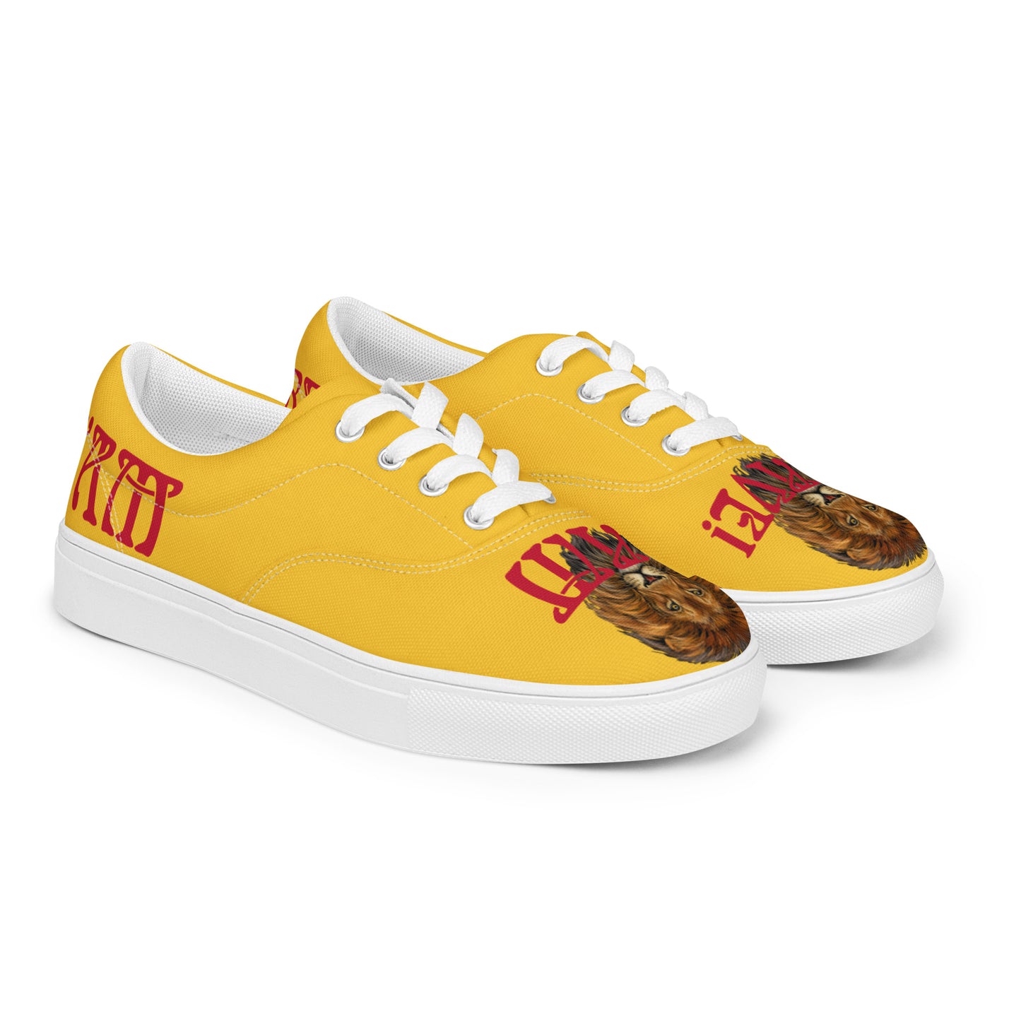 “I’AM BRAVE!” Yellow Men’s Lace-Up Canvas Shoes W/Red Font