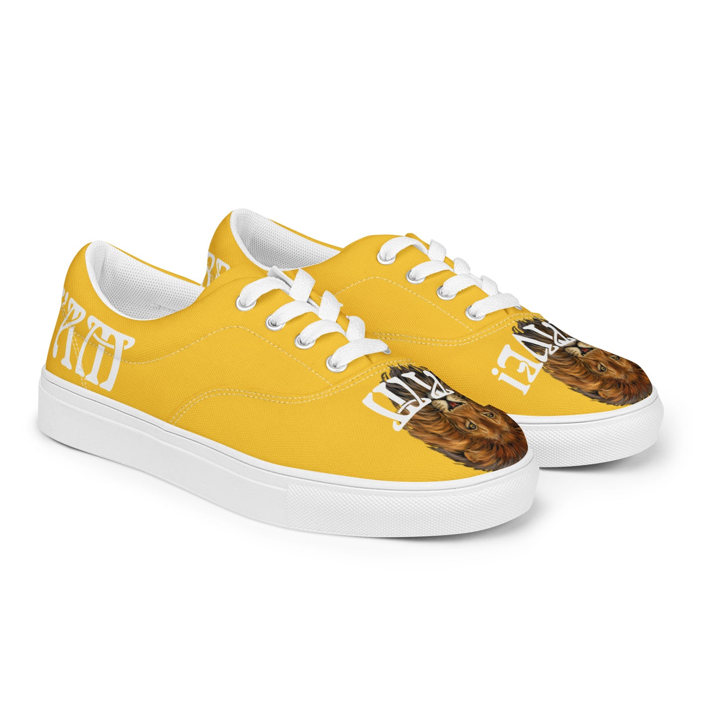 “I’AM BRAVE!” Yellow Men’s Lace-Up Canvas Shoes W/White Font