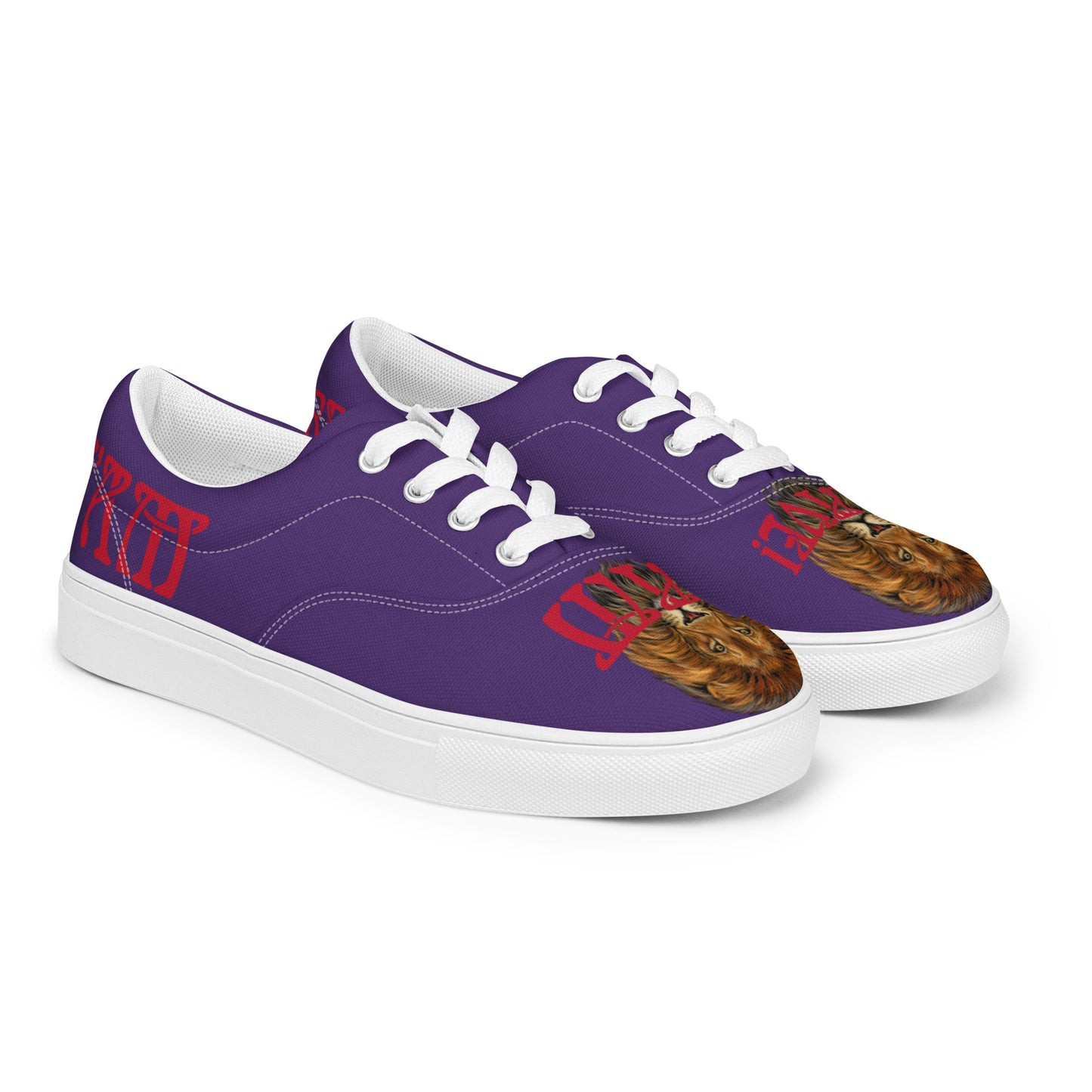 “I’AM BRAVE!” Purple Men’s Lace-Up Canvas Shoes W/Red Font