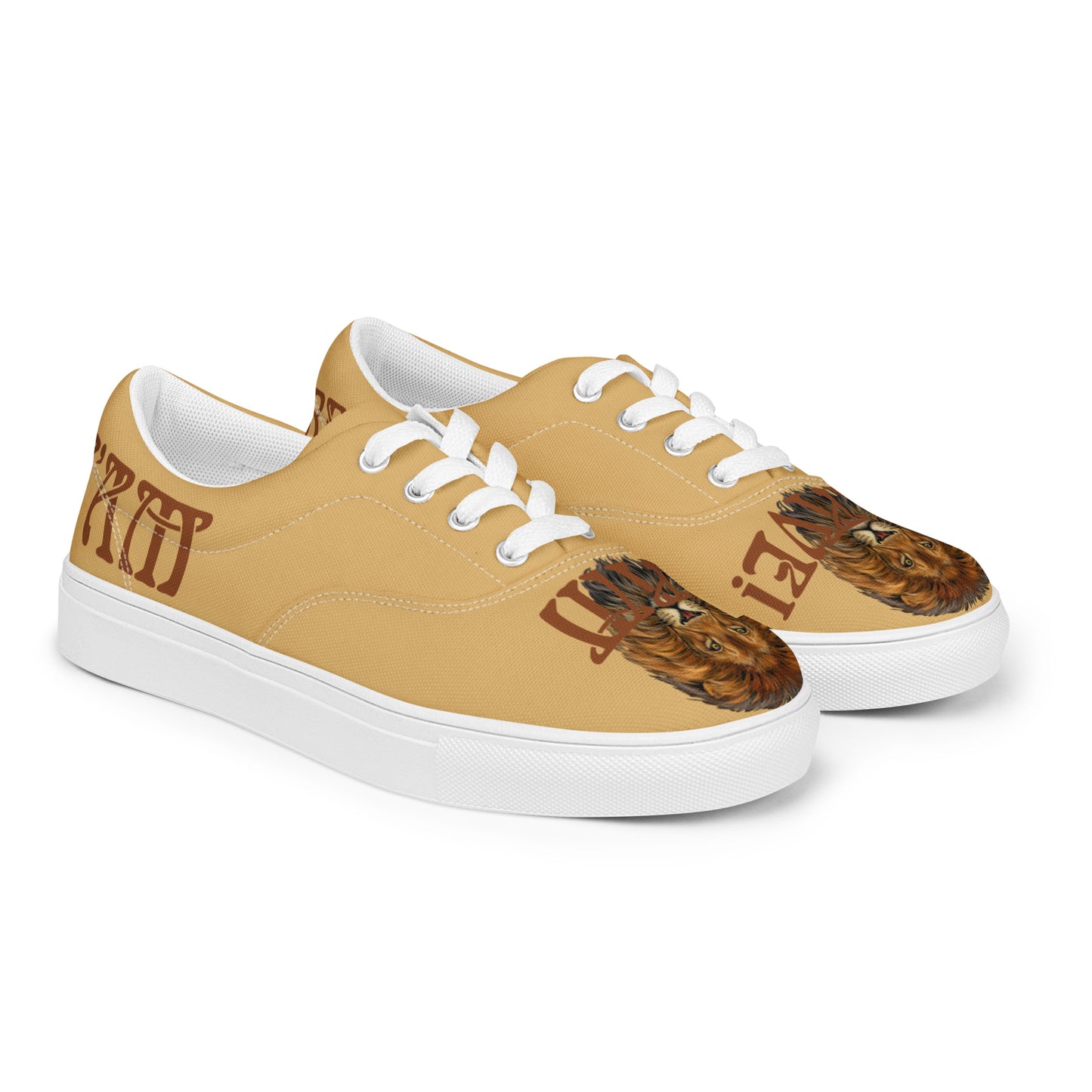 “I’AM BRAVE!”Fawn Men’s Lace-Up Canvas Shoes W/Brown Font