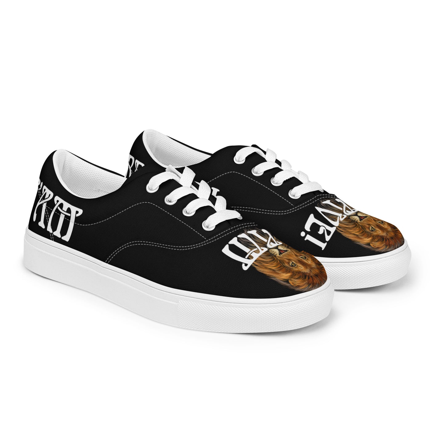 “I’AM BRAVE!”Black Men’s Lace-Up Canvas Shoes W/White Font