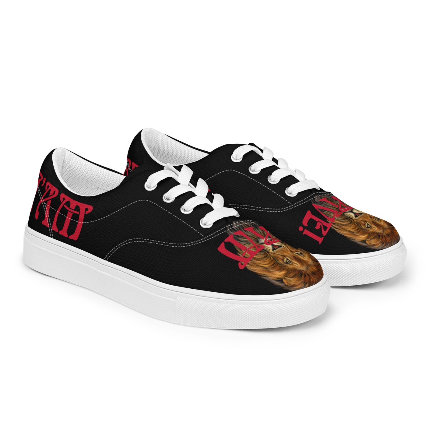 “I’AM BRAVE!”Black Men’s Lace-Up Canvas Shoes W/Red Font