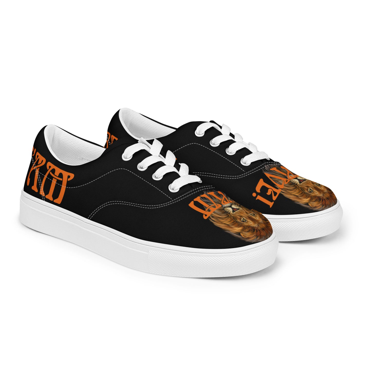 “I’AM BRAVE!”Black Men’s Lace-Up Canvas Shoes W/Orange Font