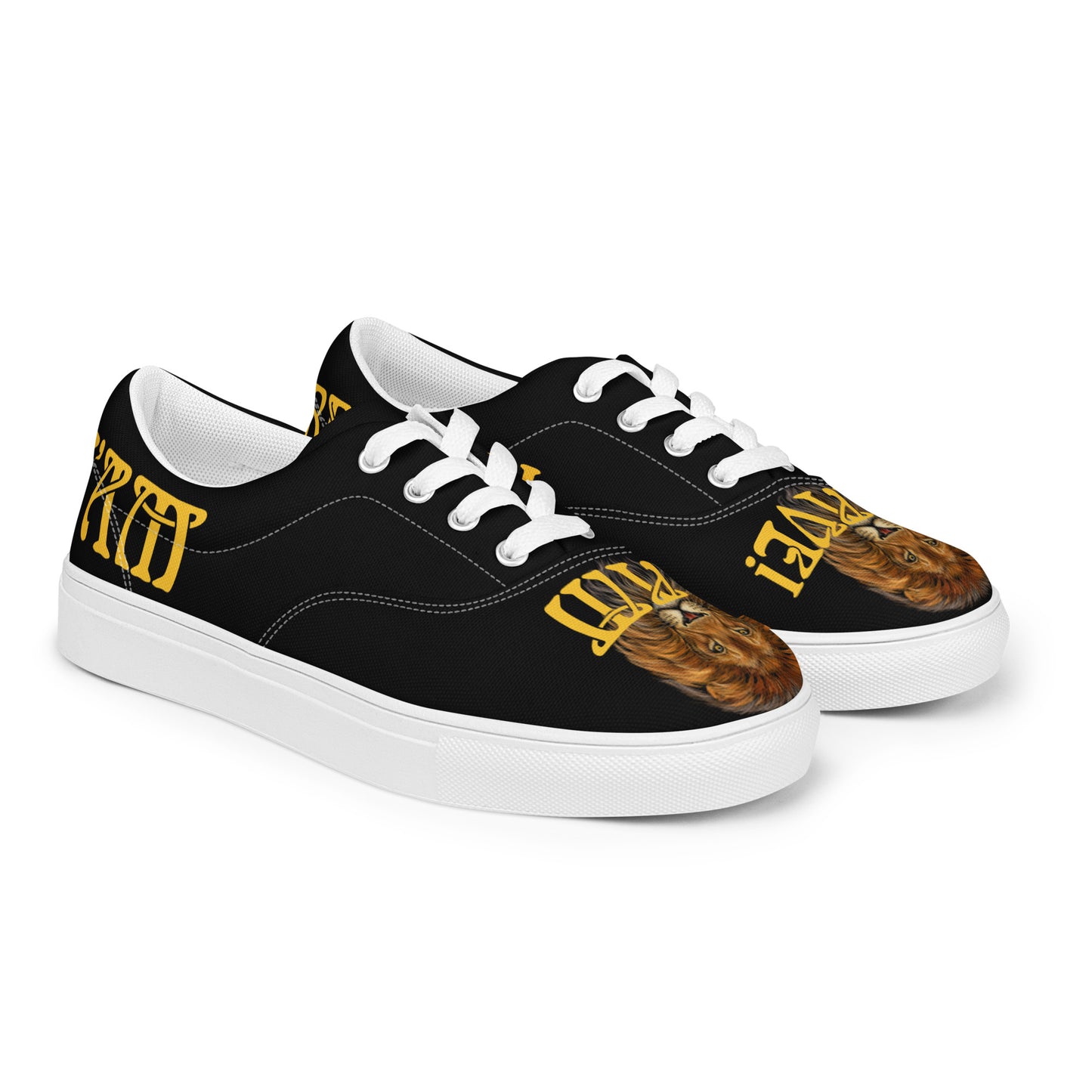 “I’AM BRAVE!”Black Men’s Lace-Up Canvas Shoes W/Yellow Font
