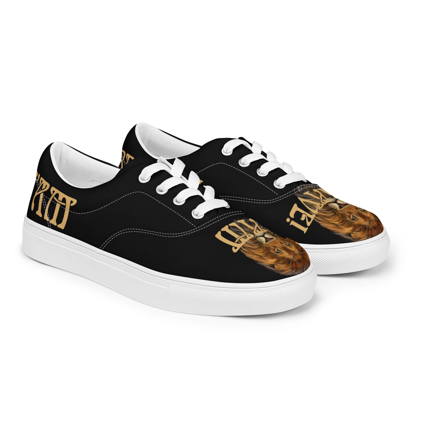“I’AM BRAVE!”Black Men’s Lace-Up Canvas Shoes W/Fawn Font