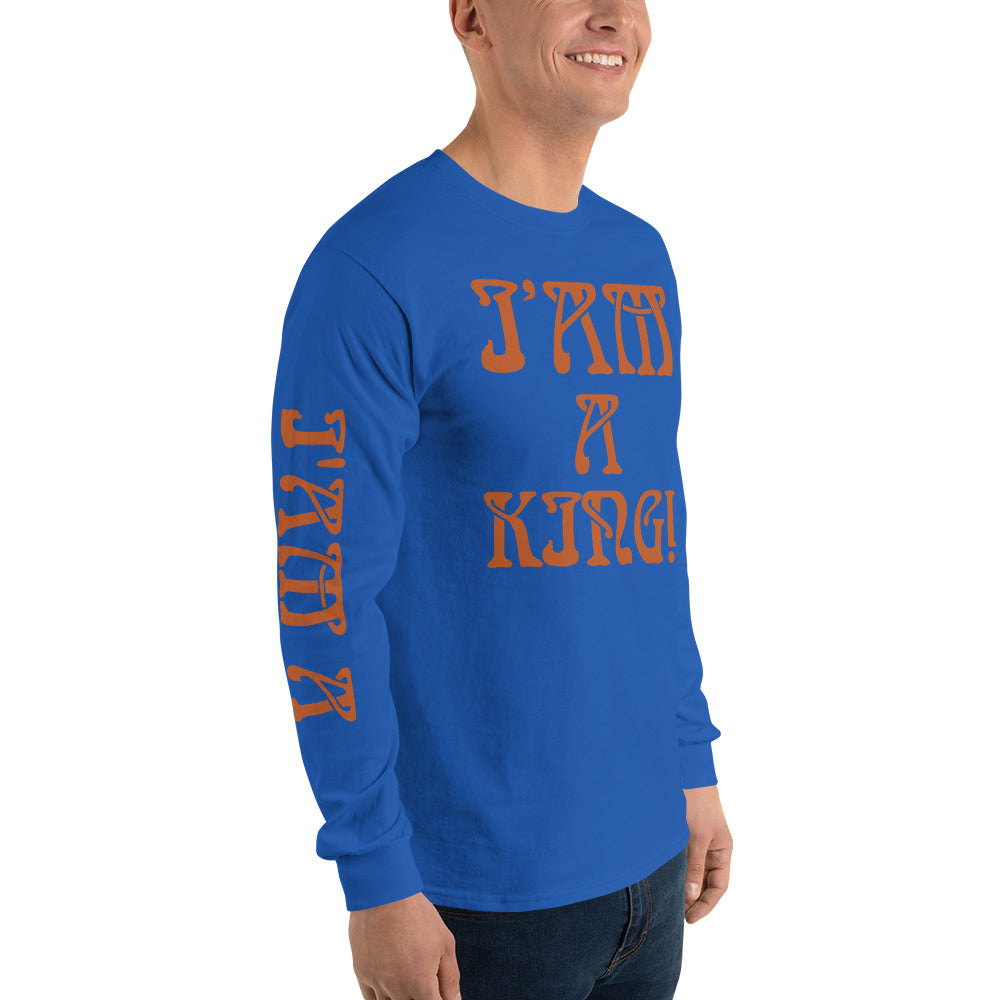 “I’AM A KING!”Men’s Long Sleeve Shirt W/Brown Font