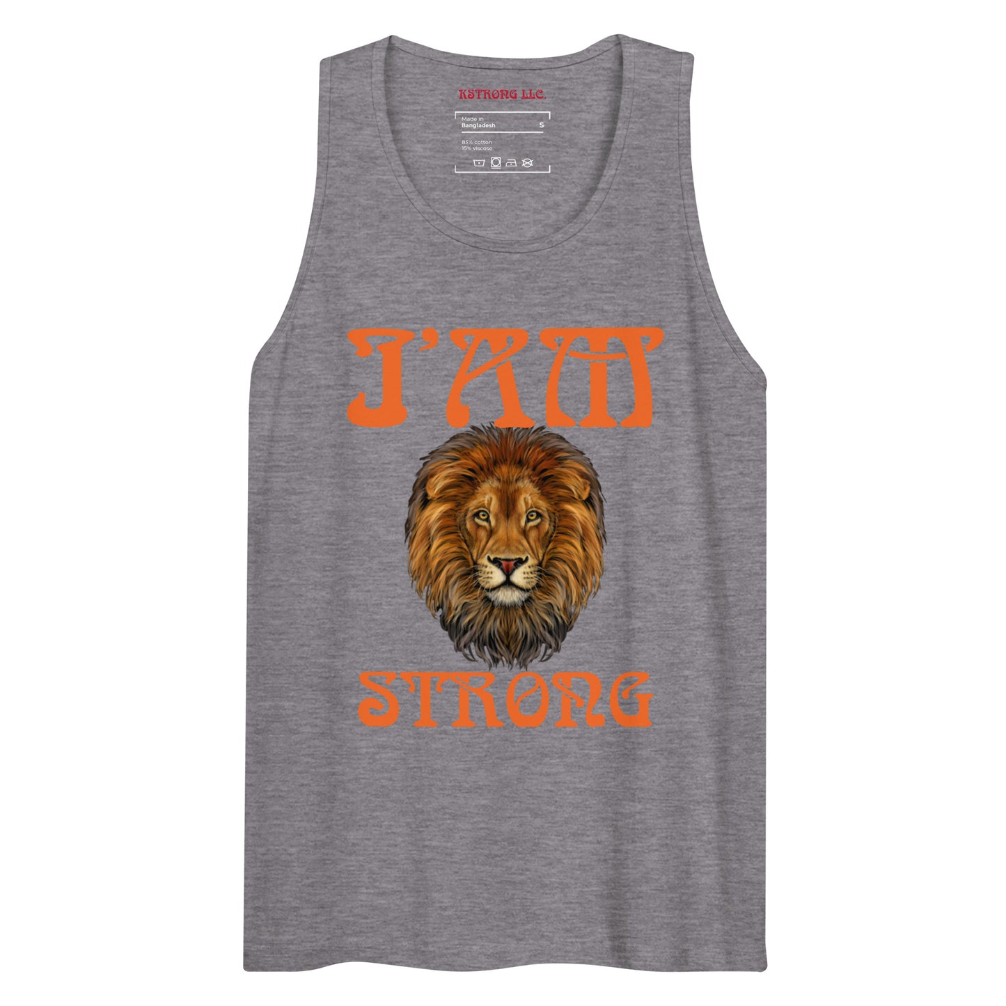 “I’AM STRONG!”Blue Men’s Premium Tank Top W/Orange Font