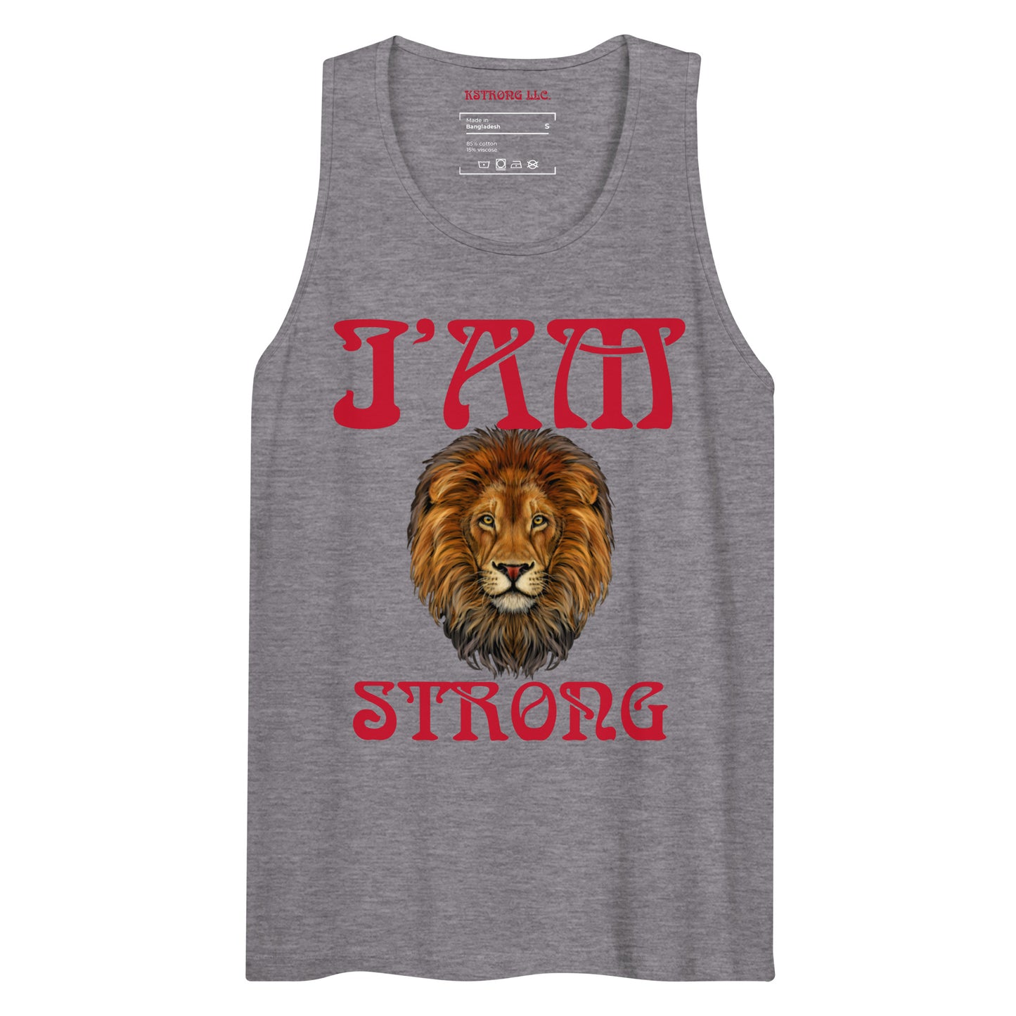 “I’AM STRONG!”Black Men’s Premium Tank Top W/Red Font
