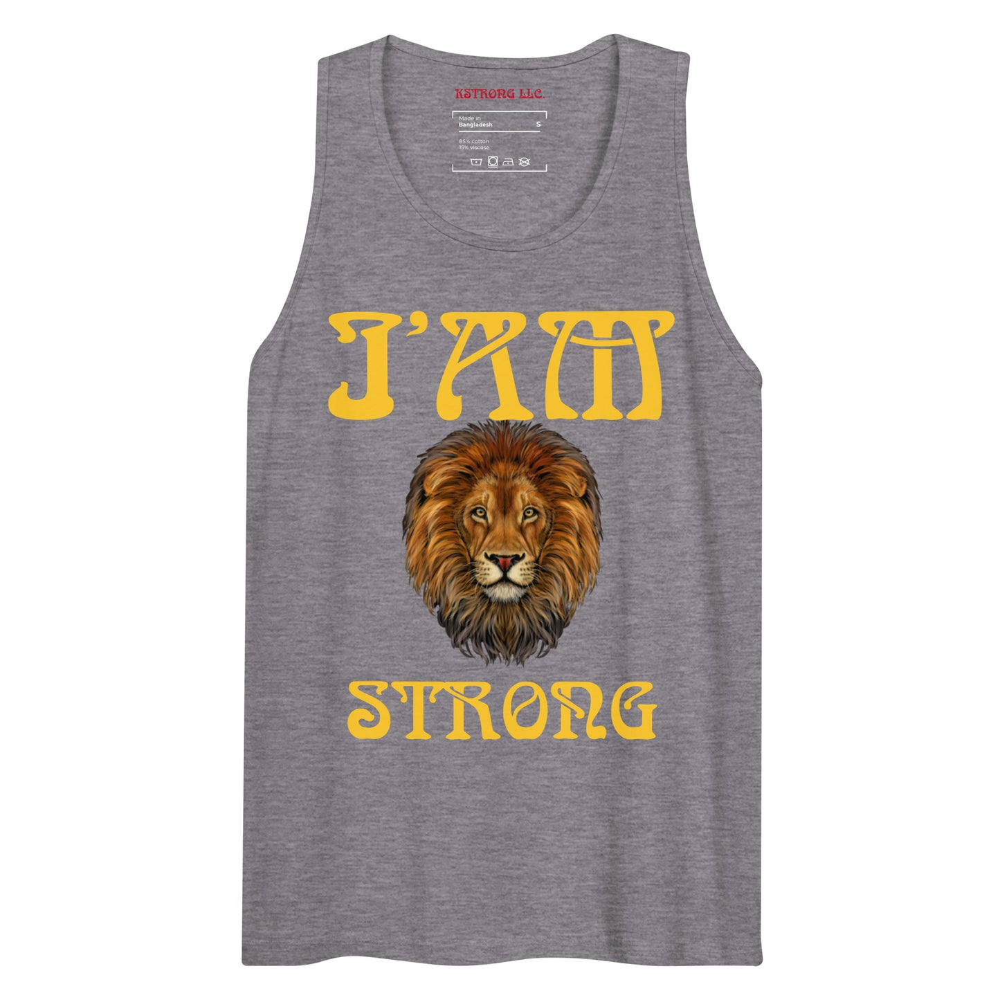 “I’AM STRONG!”Red Men’s Premium Tank Top W/Yellow Font