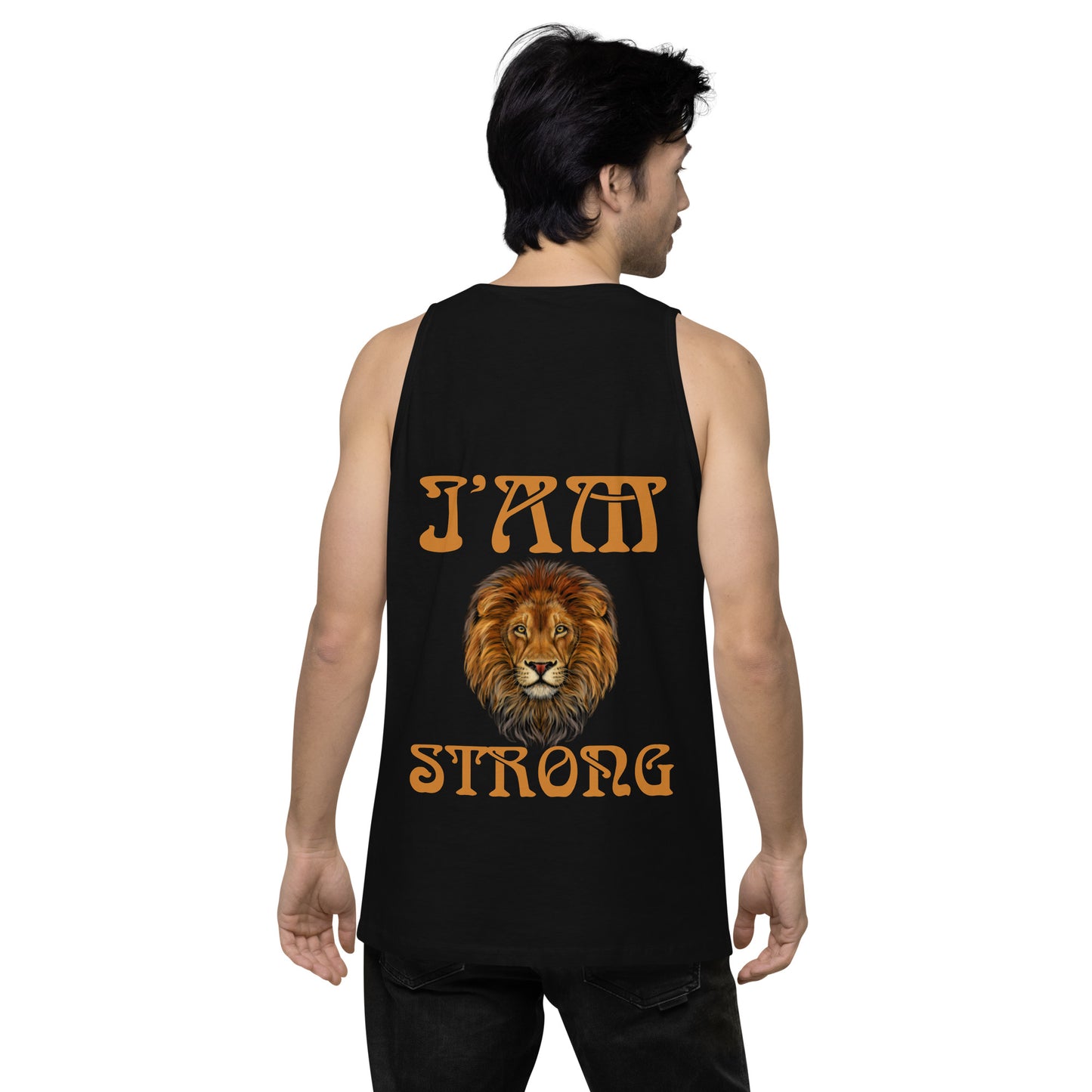 “I’AM STRONG!”Black Men’s Premium Tank Top W/Bronze Font