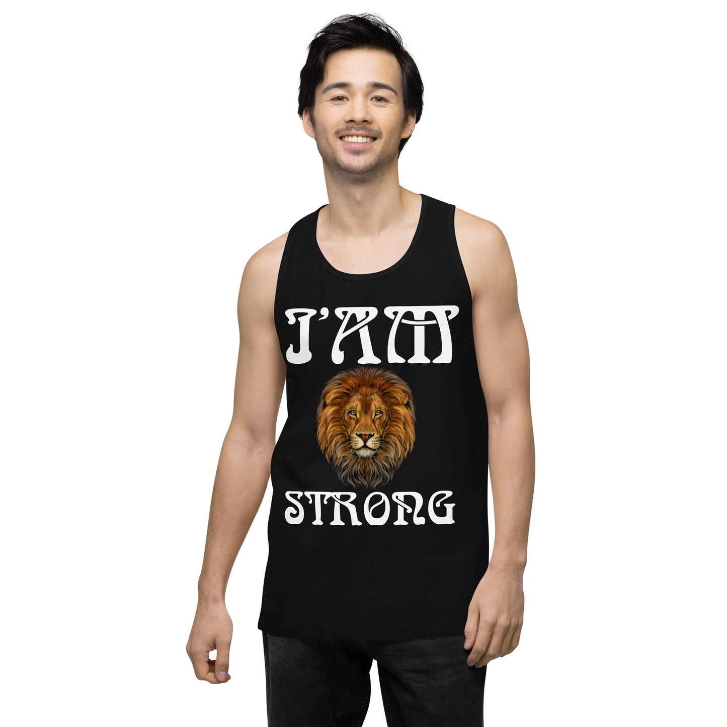 “I’AM STRONG!”Black Men’s Premium Tank Top W/White Font