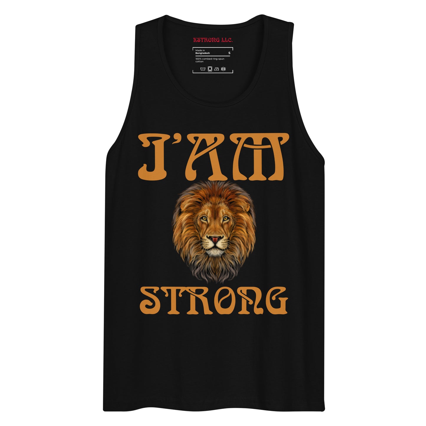 “I’AM STRONG!”Black Men’s Premium Tank Top W/Bronze Font