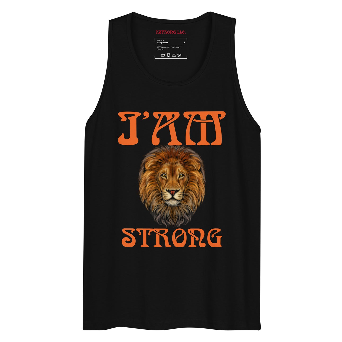 “I’AM STRONG!”Blue Men’s Premium Tank Top W/Orange Font
