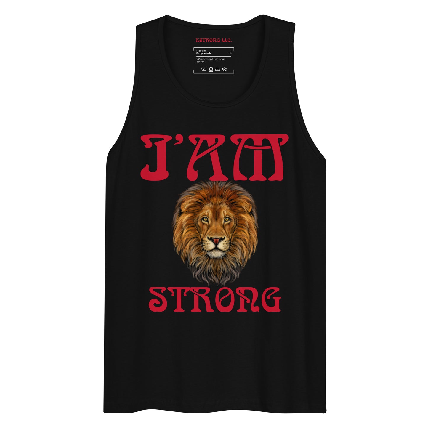 “I’AM STRONG!”Black Men’s Premium Tank Top W/Red Font