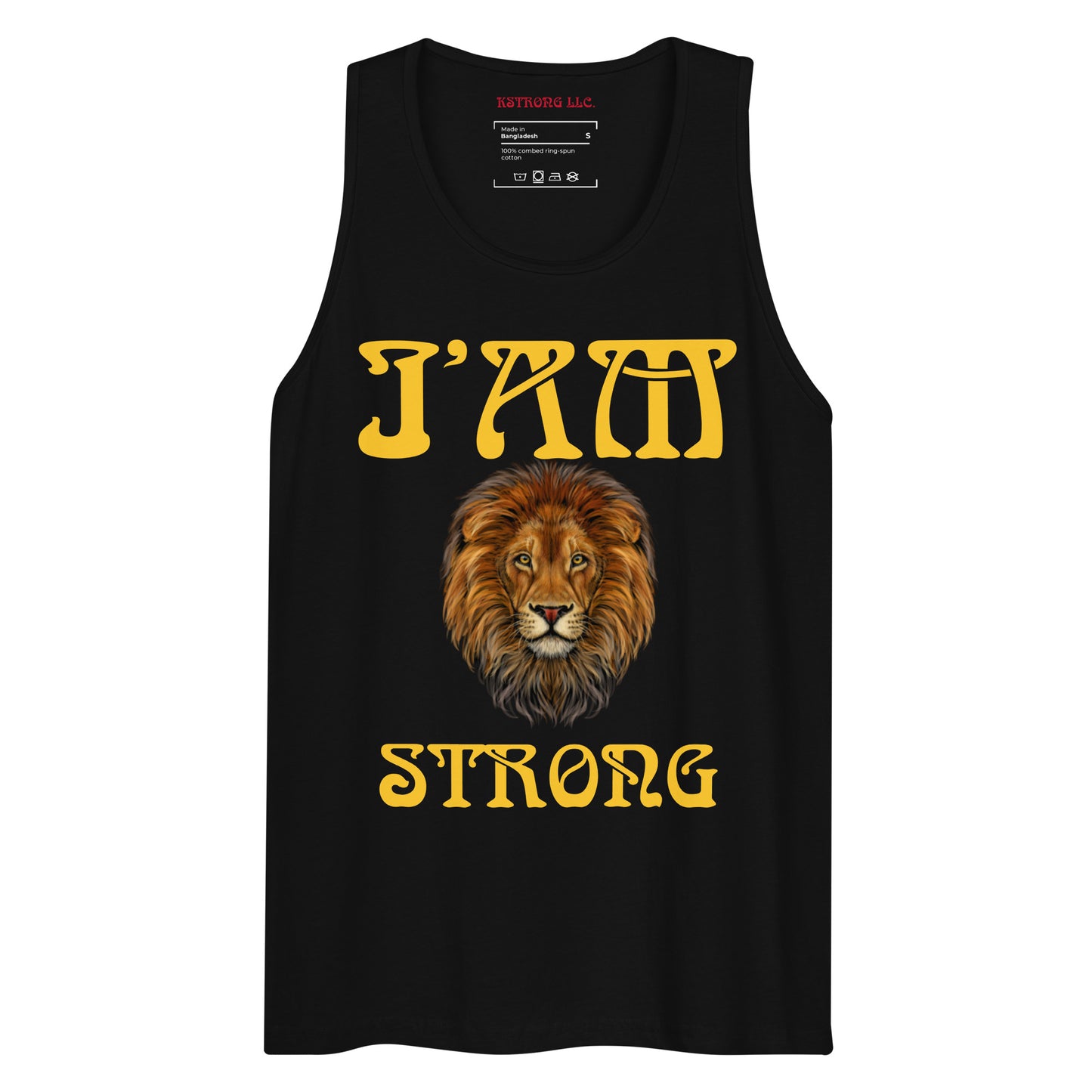 “I’AM STRONG!”Red Men’s Premium Tank Top W/Yellow Font