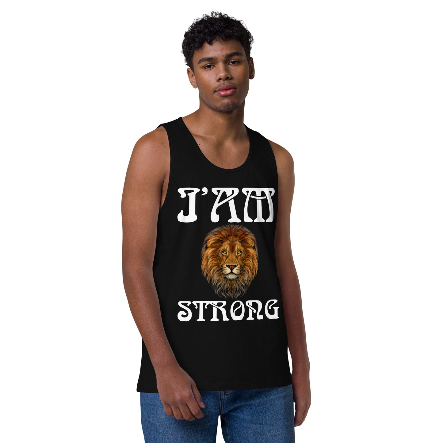 “I’AM STRONG!”Black Men’s Premium Tank Top W/White Font
